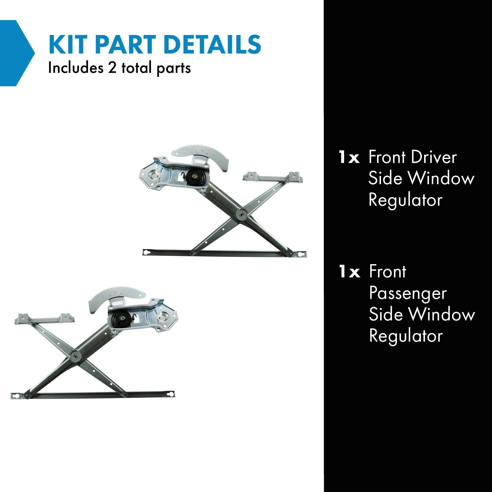 Trq Front Power Window Regulator Set - Compatible With 1994-2001 Dodge Ram 1500, 1994-2002 Ram 2500, 3500