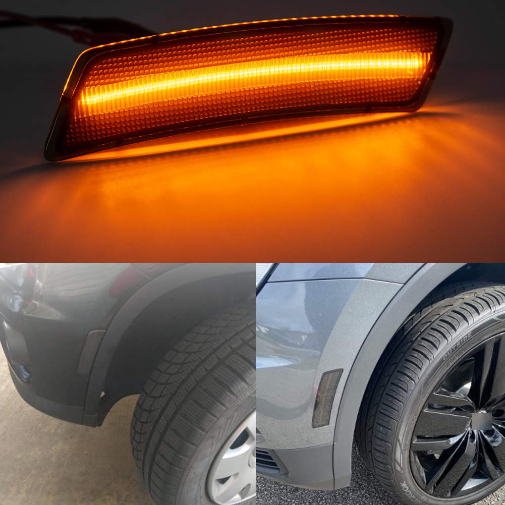 Mingrui Test 2Pcs Amber Led Side Marker Lights Kit For Vw Tiguan 2018-Up Beetle 2012-2019 Smoked Lens Replace Oem Front Bumper Sidemarker Lamp