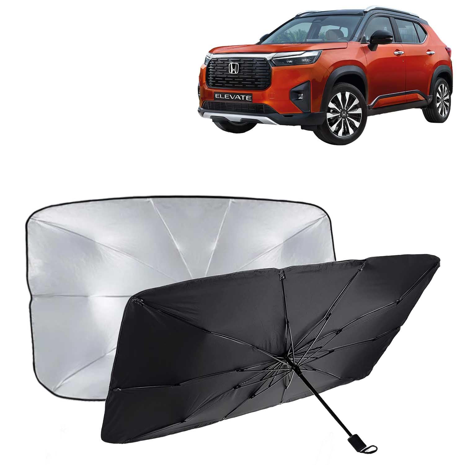 KINGSWAY Car Sun Shade UV Protection Windshield Cover Compatible with Honda Elevate, (Year 2023 Onwards), Foldable Size Universa