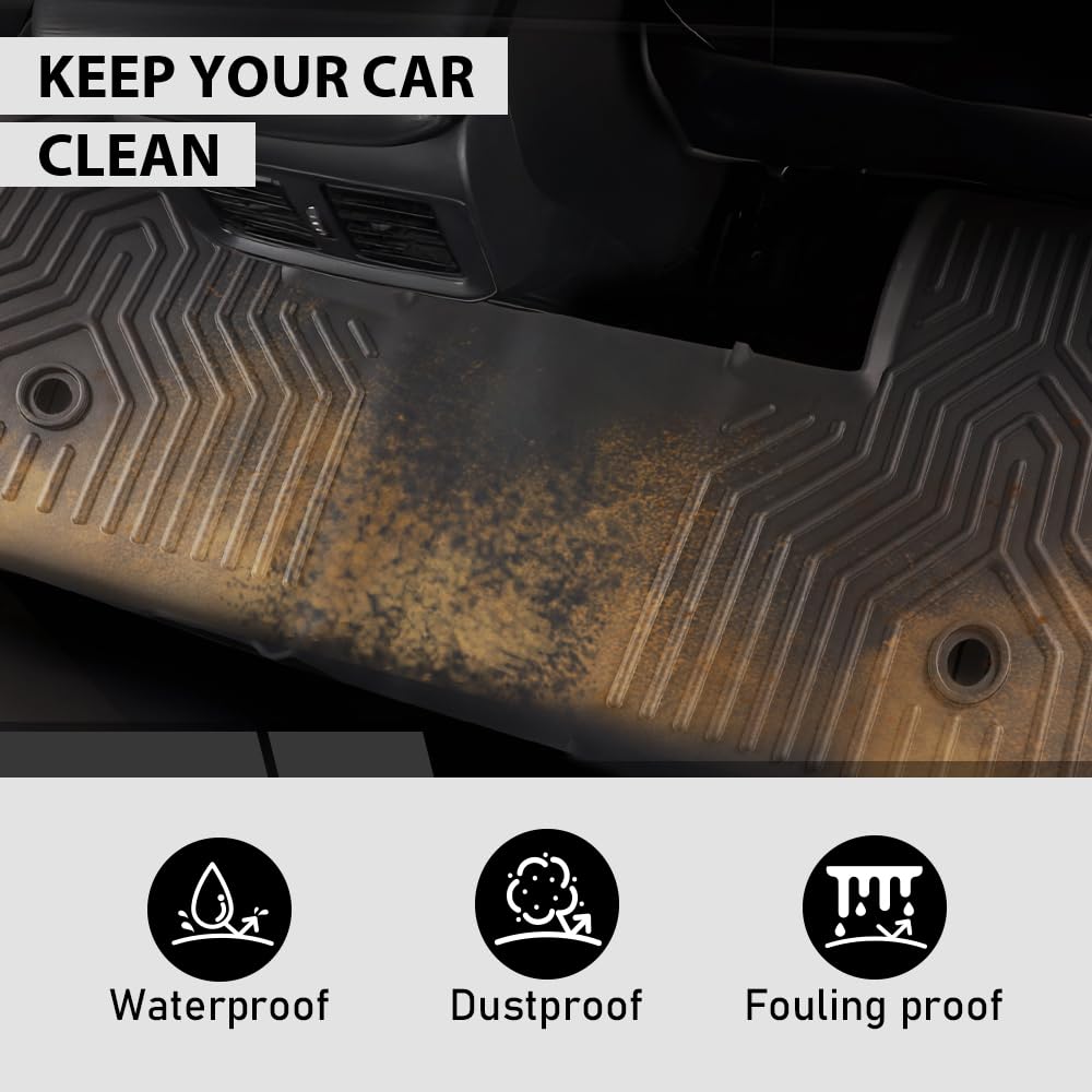 G-PLUS Floor Mats Compatible with Honda Pilot 2023-2024 TPE All Weather Full Cover Protection 4 Piece Black