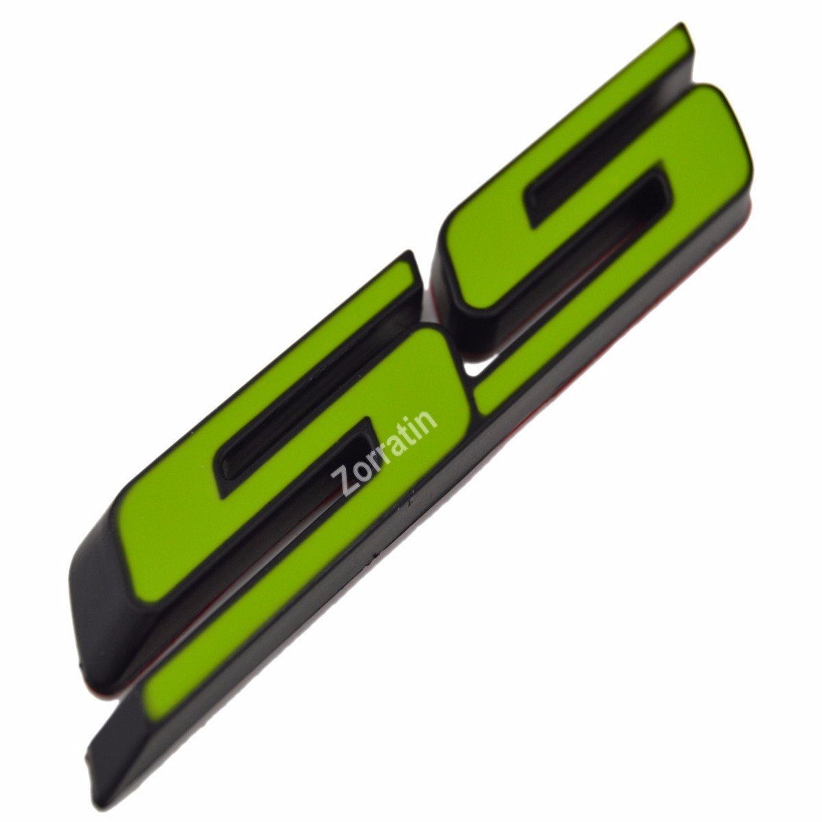 Green Slant Ss Grill Side Trunk Emblem Badge Decal With Adhesive For Chevrolet Chevy Camaro Impala Malibu Holden 2010-2015 (2 Pi