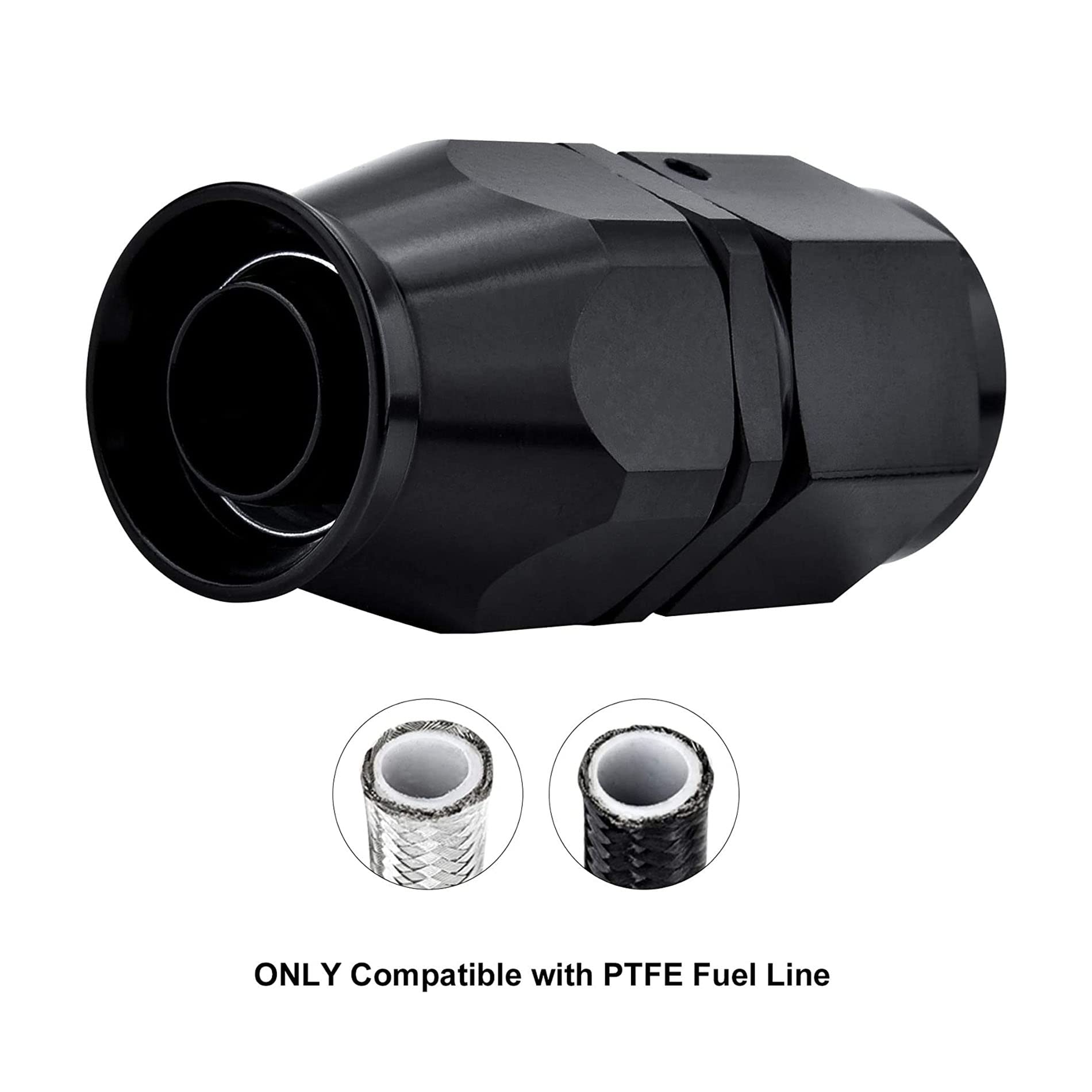 Evil Energy 10An Ptfe Hose End Fitting Straight Black For Ptfe Hose Only 2Pcs