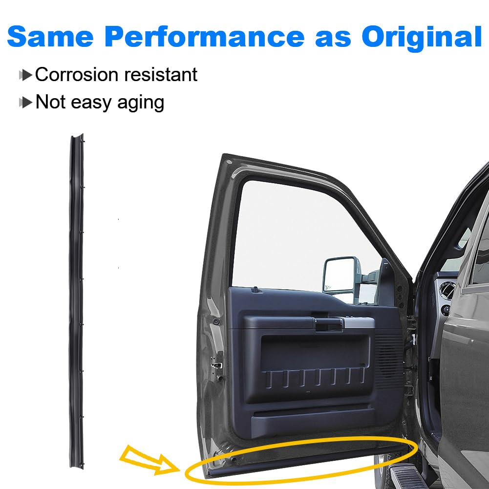 Wmphe Door Lower Rubber Weather Strip Seal Compatible With Ford F250 F350 F450 F550 Super Duty 1999 To 2015, Ford Excursion 2000 To 2005, Front Left Or Right, Replacement For F81Z-2520758-Aa