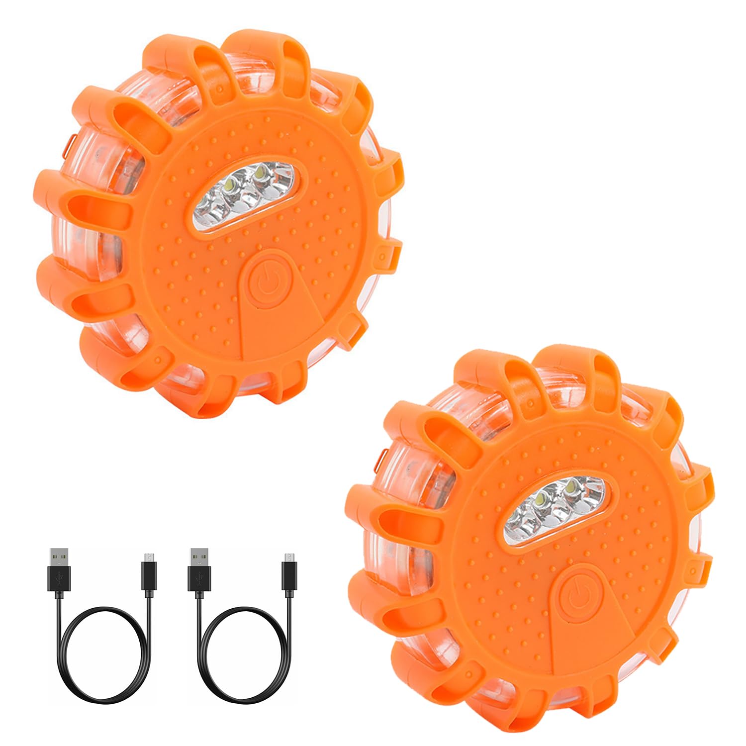 Bntyok LED Road Flares - 2 Pack USB Rechargeable Road Flares Car Emergency Safety Beacon Lights, Magnetic Base Strobe Warning Li