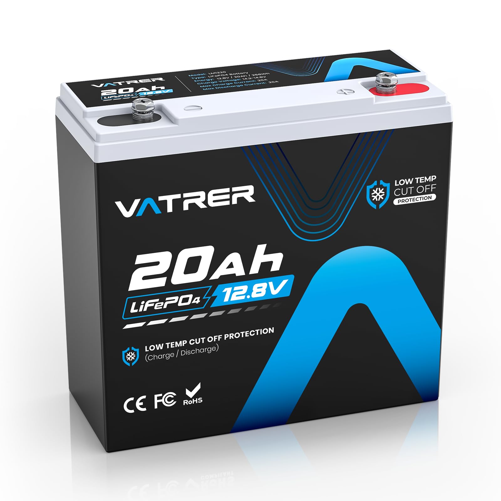 12V 20Ah Lifepo4 Lithium Battery, Built-In 20A Bms, 5000+ Cycles Rechargeable Deep Cycle Battery, Perfect For Solar Power, Small