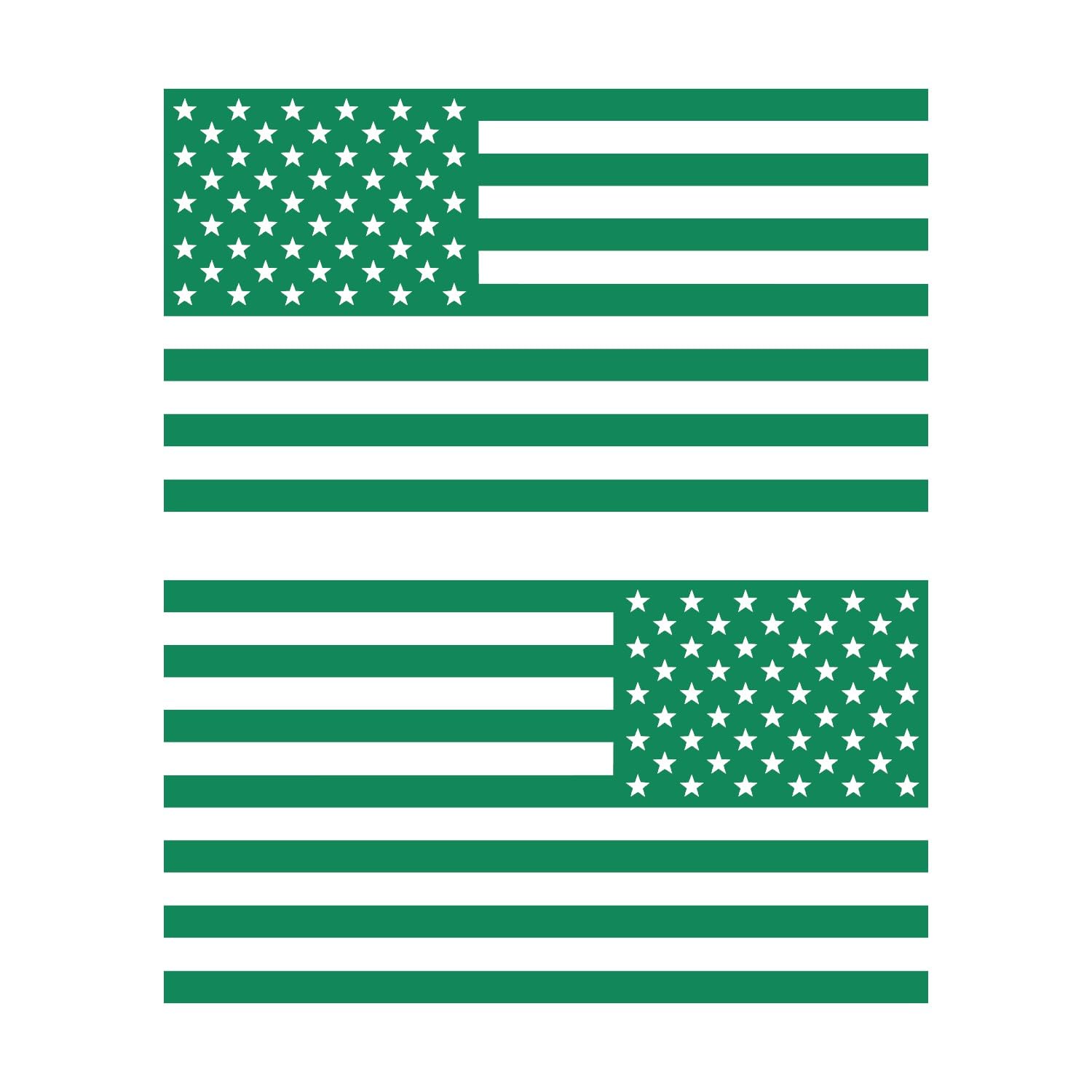 American Us Flag [Pick Color/Size] Vinyl Decal Sticker For Laptop/Car/Truck/Window/Bumper (7.5In Subdued Pair, Matte Green)