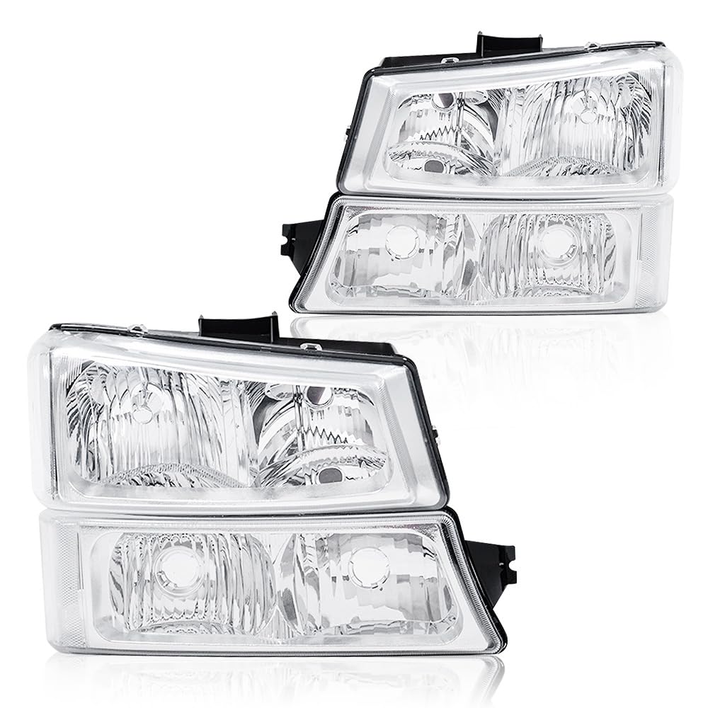 GRAND ORANGE Headlight Assembly Compatible with Chevy Silverado 1500 2500 3500 HD Models 2003-2006/ Fit Chevy Avalanche 1500 250