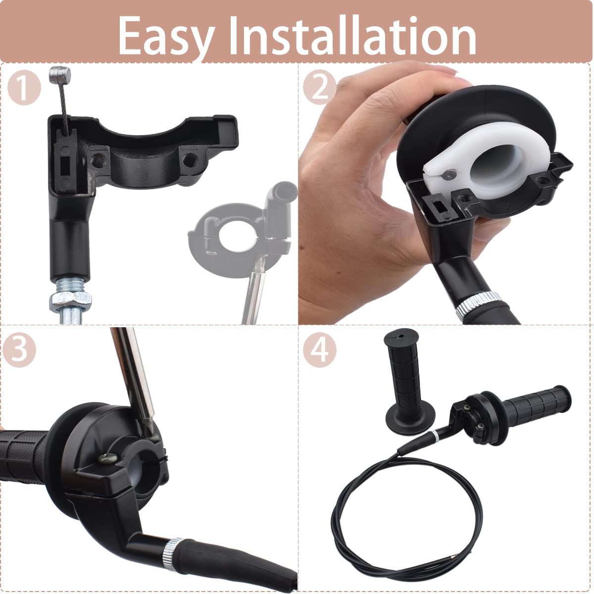Laxeem Twist Throttle Accelerator Handle Grips And Cable Set For 7/8'' 50Cc 150Cc 250Cc Mini Bike Atv Quad Pit Bike Dirtbike (22