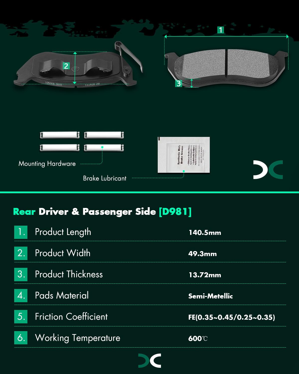 Scitoo D856 D981 Front Ceramic Rear Semi-Metal Brake Pad Sets Fit For Jeep Liberty 2003-2007