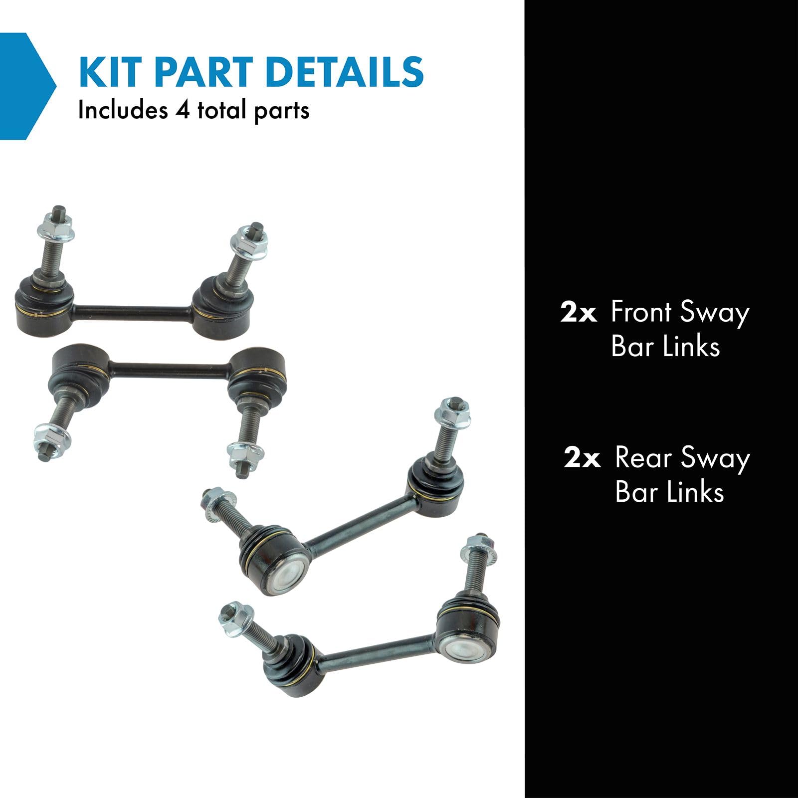 Trq Front & Rear Sway Bar Stabilizer Link Set Compatible With 2011-2015 Dodge Durango Jeep Grand Cherokee