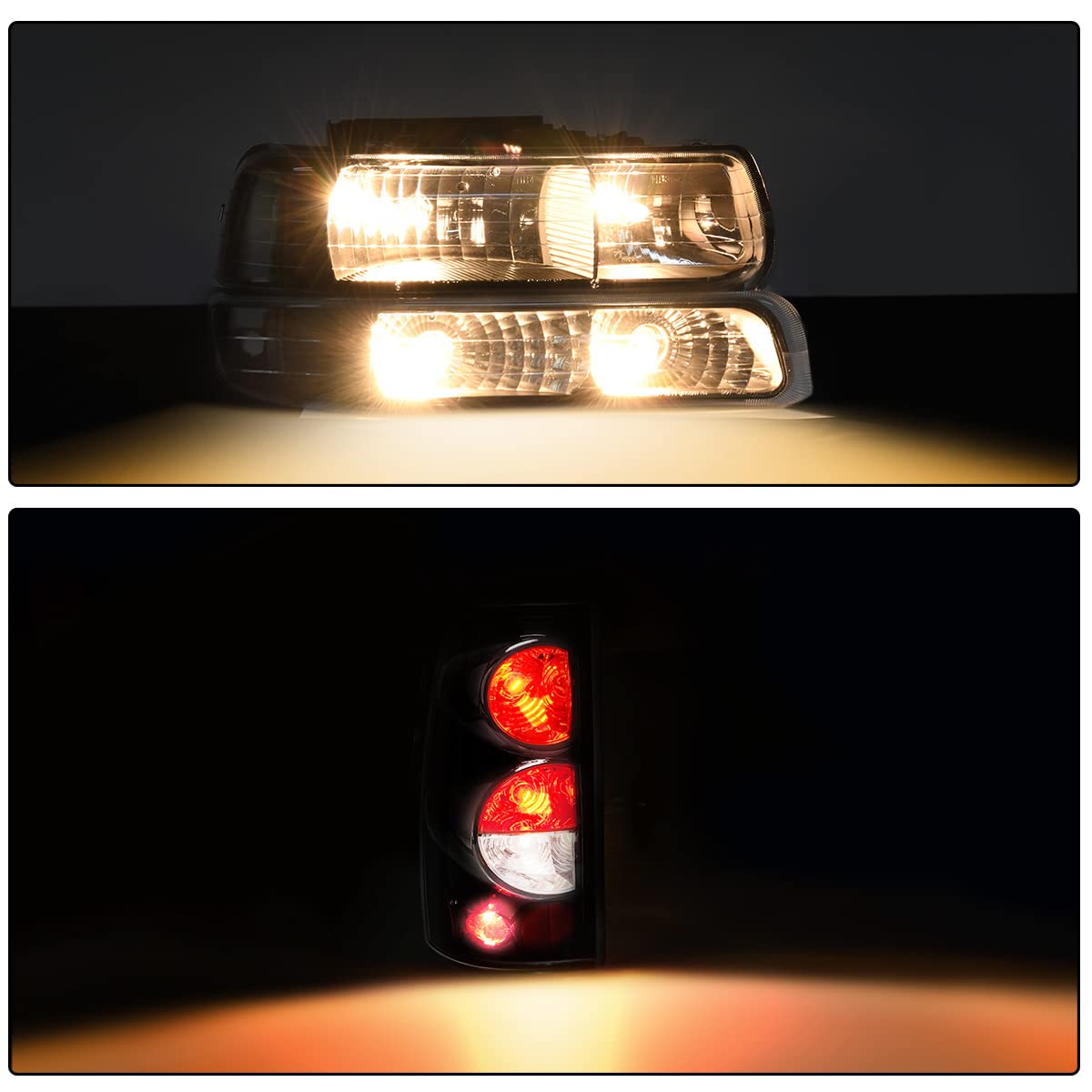 Dwvo Headlight Assembly And Taillights Compatible With 1999 2000 2001 2002 Chevy Silverado 1500 2500/01-02 Chevy Silverado 1500Hd 2500Hd 3500 (Do Not Fit Barn Door Or Stepside Models)