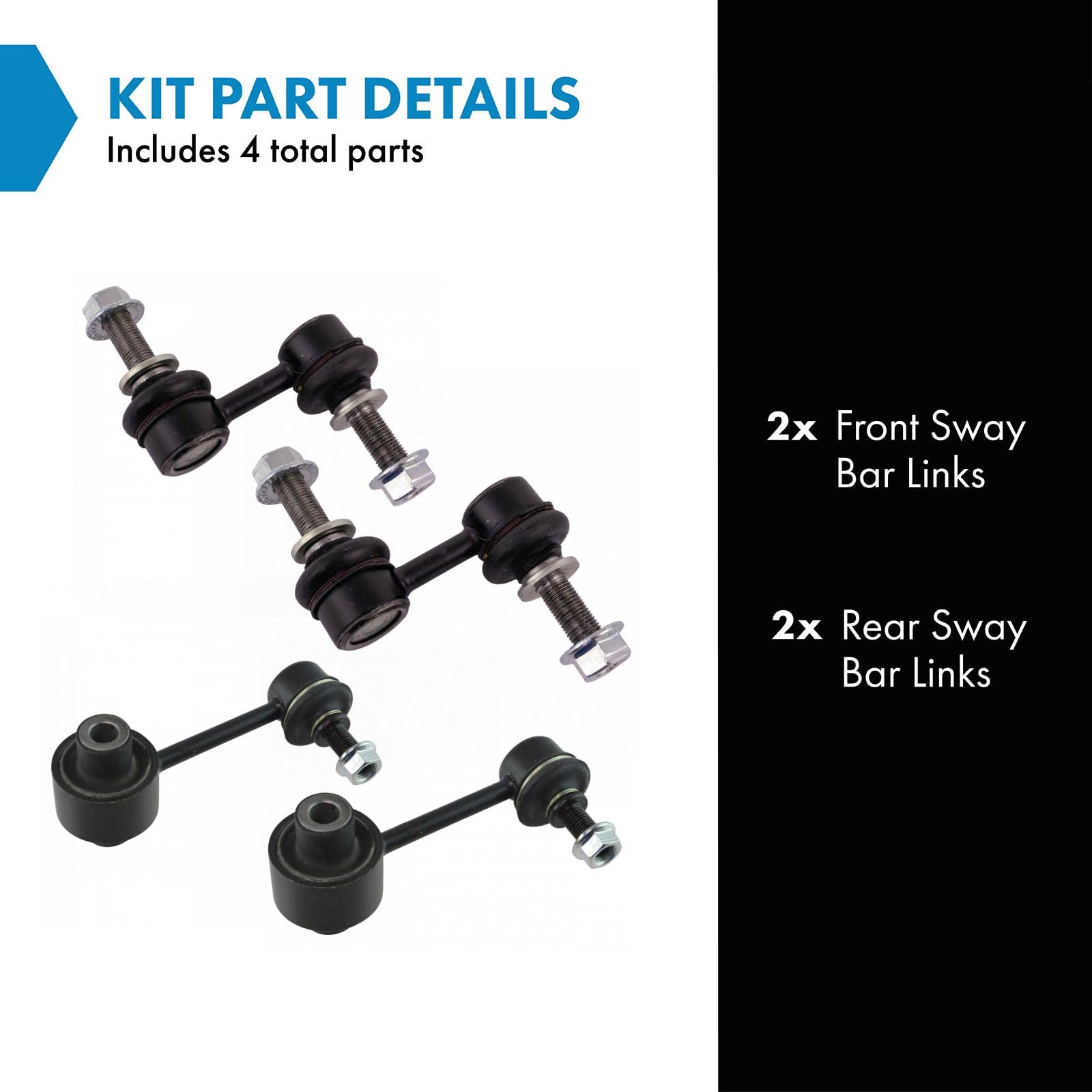 Trq Front & Rear Sway Bar Stabilizer Link Set Compatible With 2010-2014 Subaru Legacy
