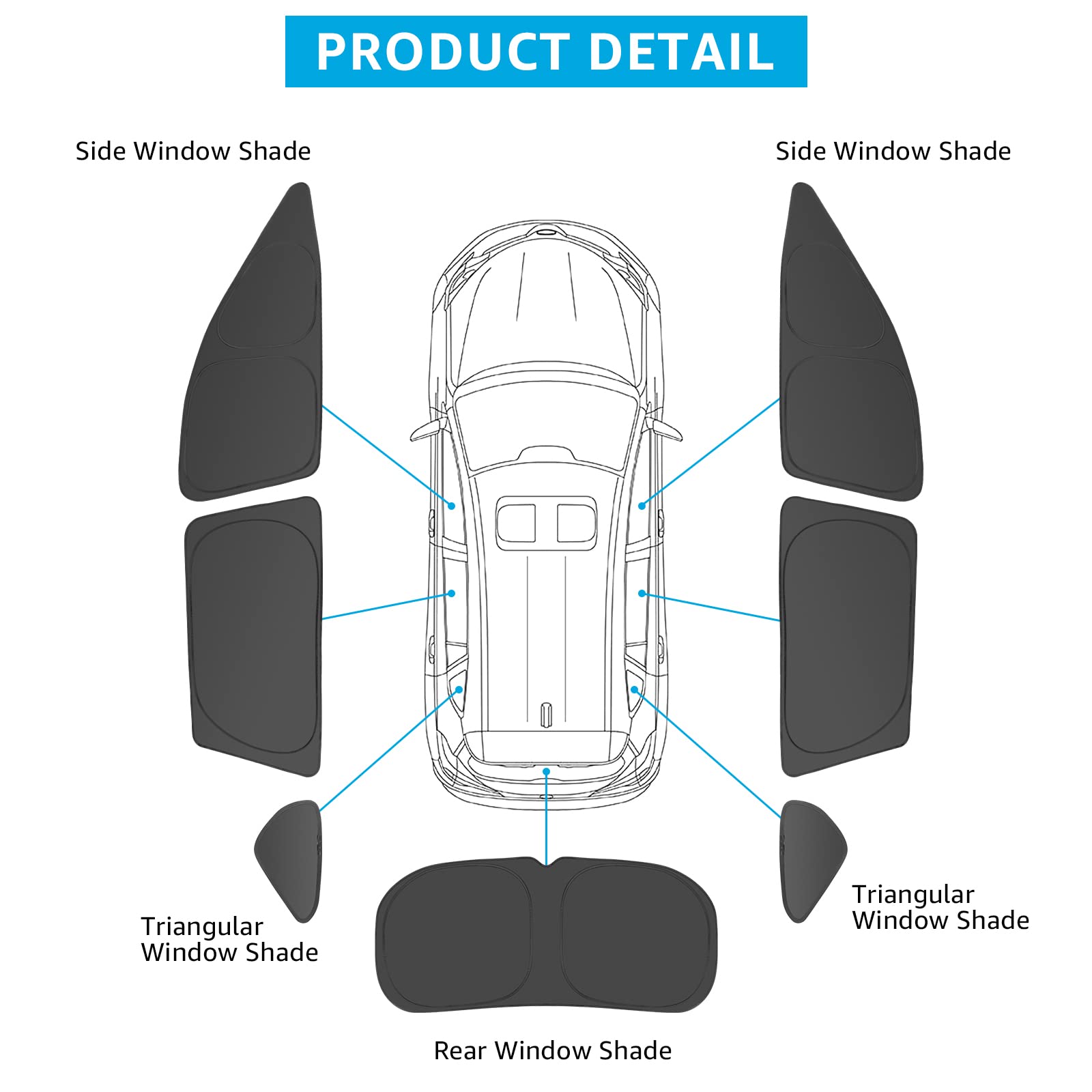 Proadsy 2025 Upgrade Window Shades For Rav4 2019-2024 2025 Side Windows Rear Windshield Triangular Window Sunshade For Baby/Camping Sun Uv Rays And Privacy Protection Set Of 7