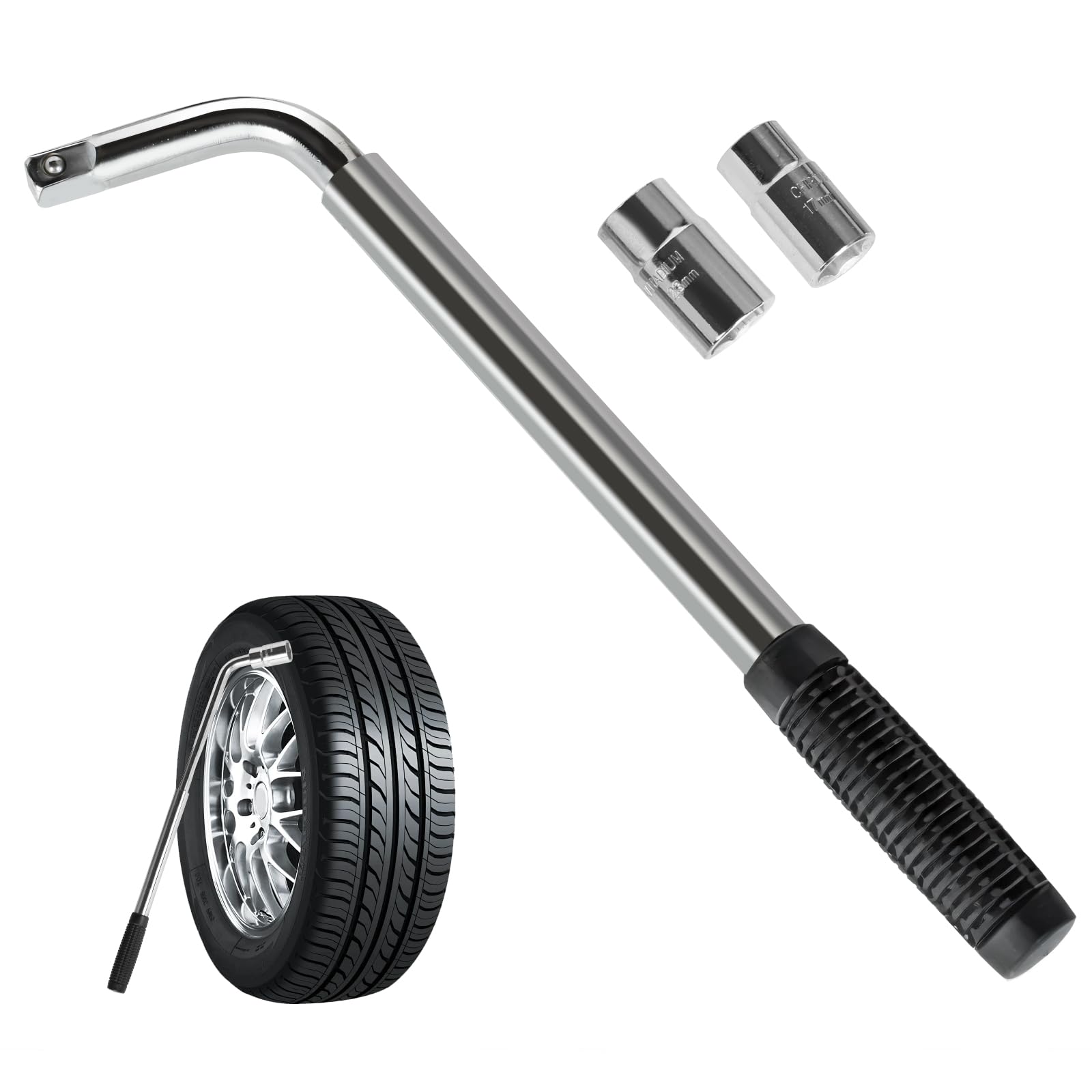 Torin Telescoping Lug Wrench: Lug Nut Socket Wrench With Standard Sockets (17/19, 21/22Mm)