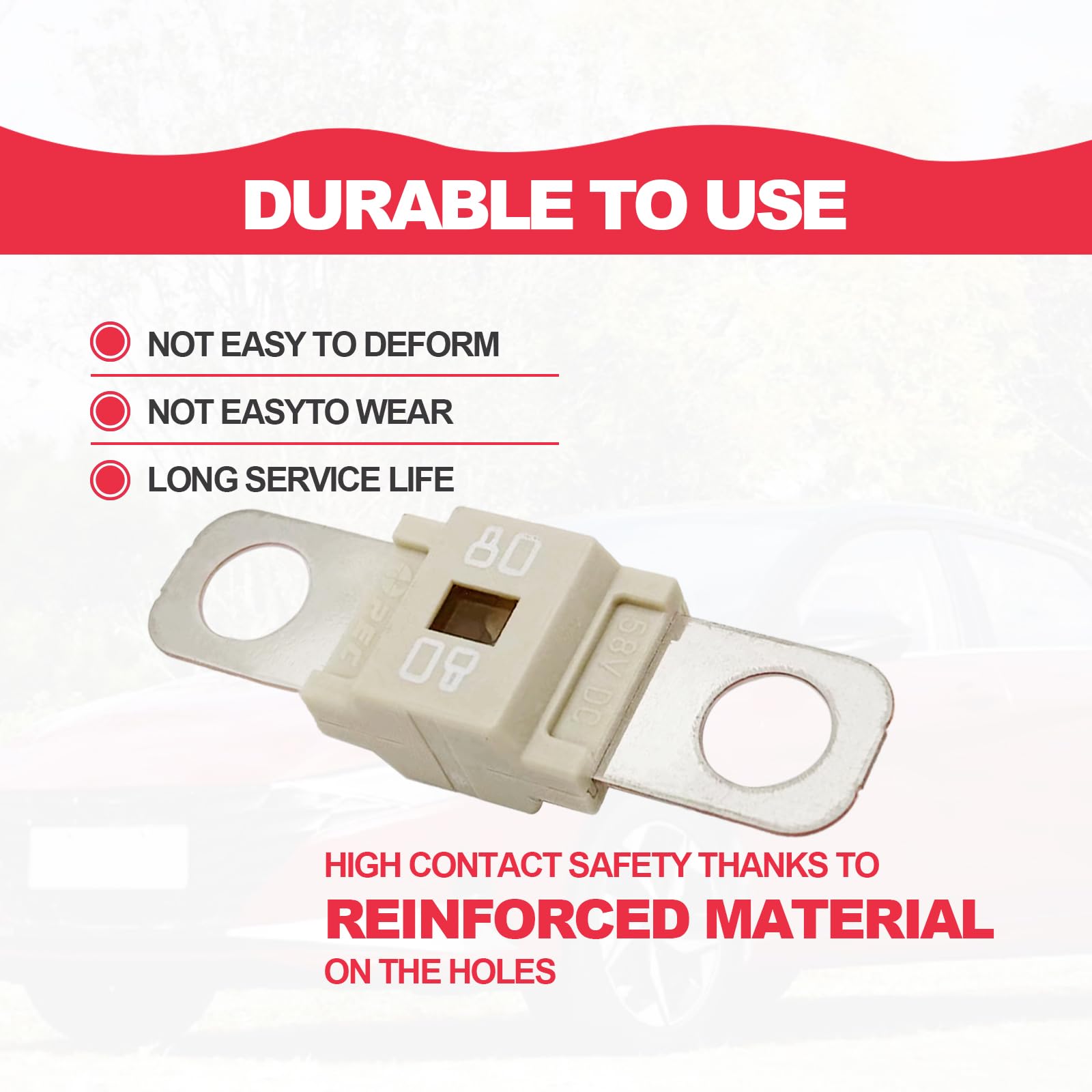 Pack of 3 AMI/Midi Fuse 80 Amp High Current Fuse Bolt-on Fuse, commonly Used in Cars, Trucks, Construction Vehicles, Agricultura