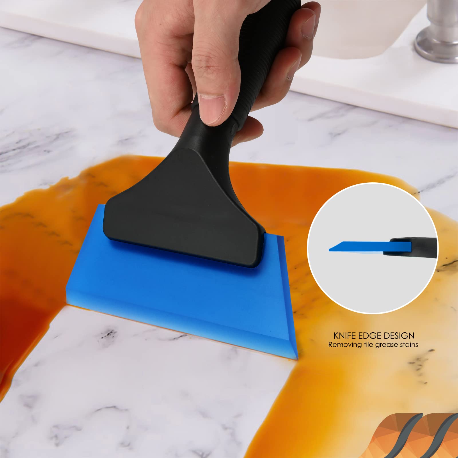 EHDIS 5 Blue Rubber Squeegee - Window Tint Windshield Scraper for Car, Glass, Mirror, Shower, Bathroom Cleaning