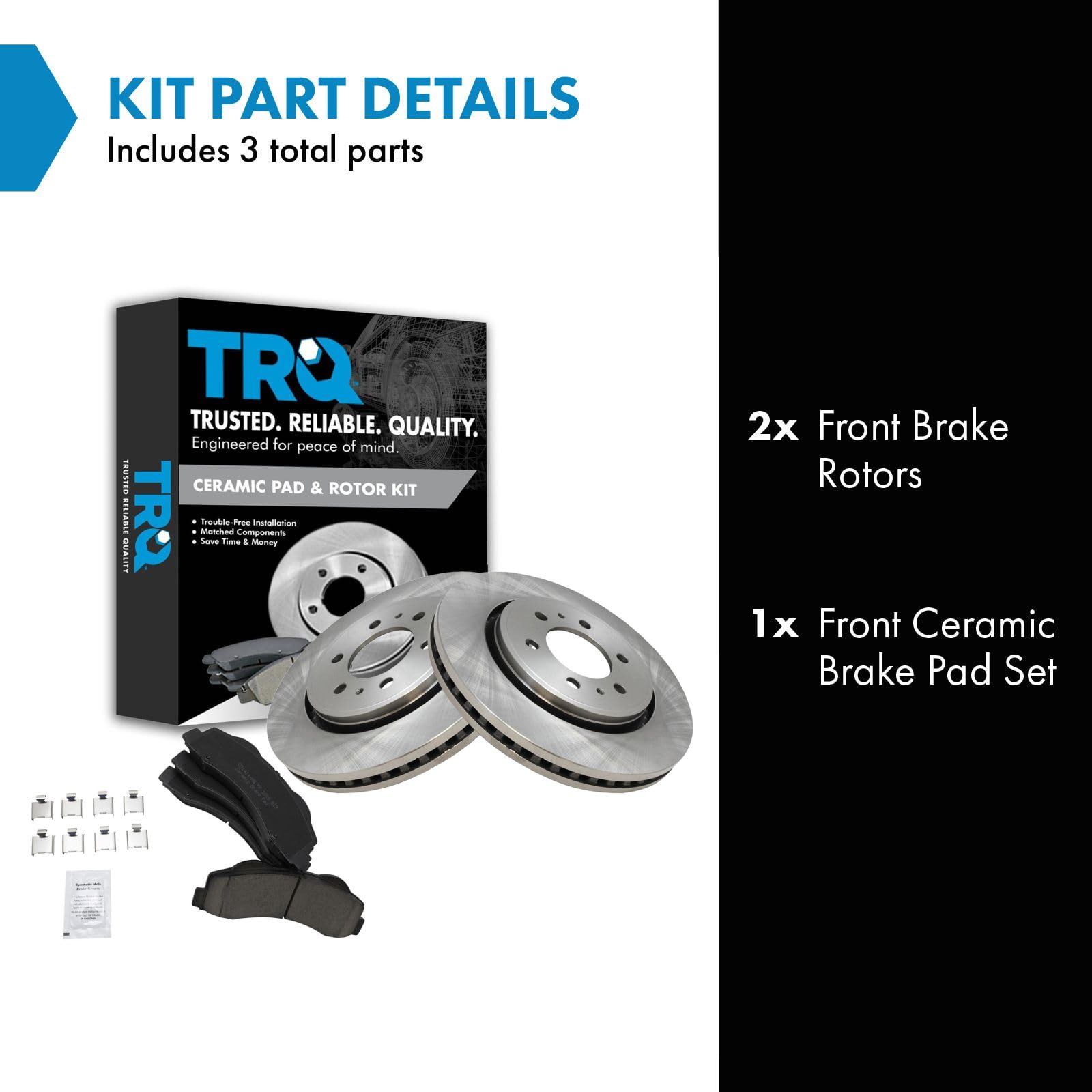 Trq Front Brake Pad & Rotor Kit Brake Pads Brake Rotor Ceramic Compatible With 2010-2017 Ford Expedition F-150 2011-2017 Lincoln