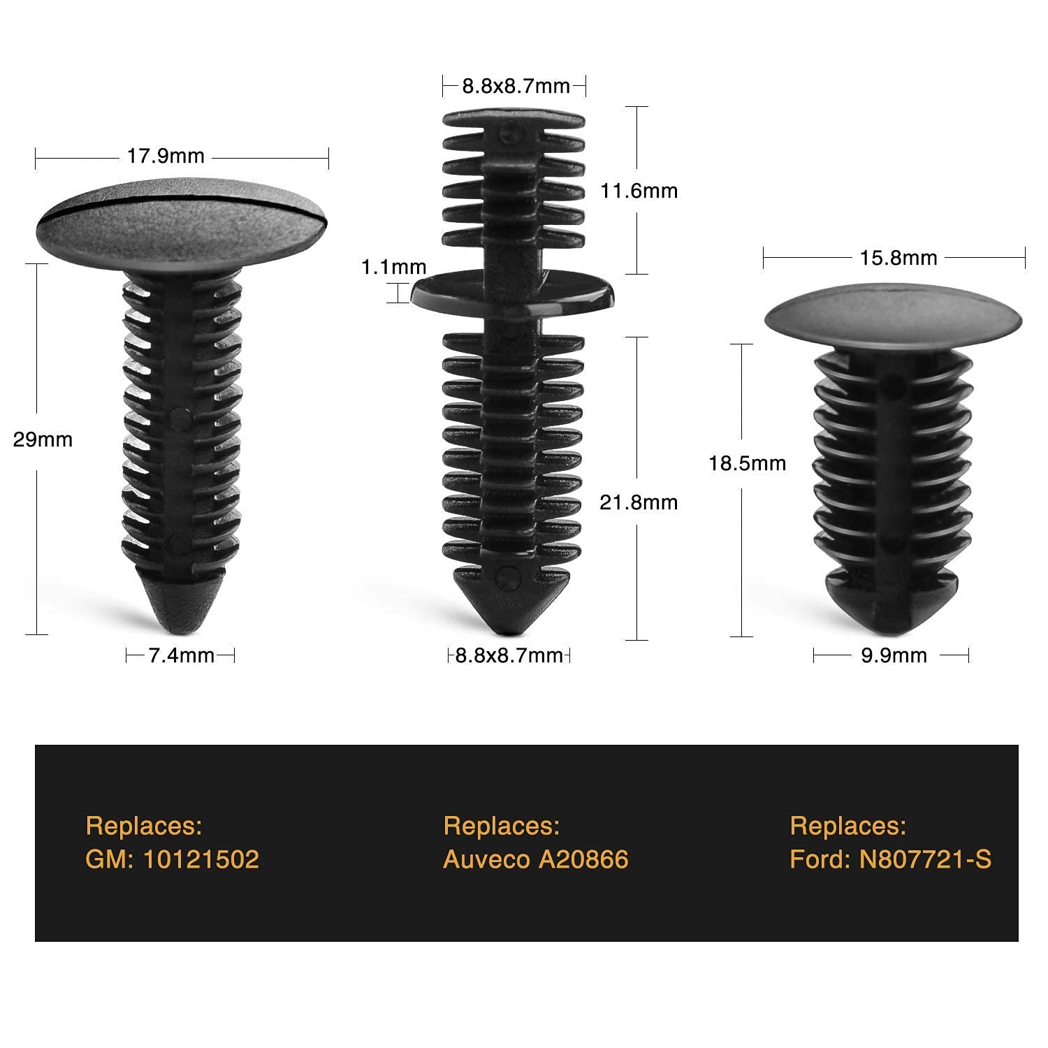Gooacc - Grc-88 146Pcs Nylon Bumper Shield Retainer & Double End Xmas Tree Retainers Clips Universal Auto Body Shield Retainer Fastener Clip Assortment- Bonus Fastener Remover