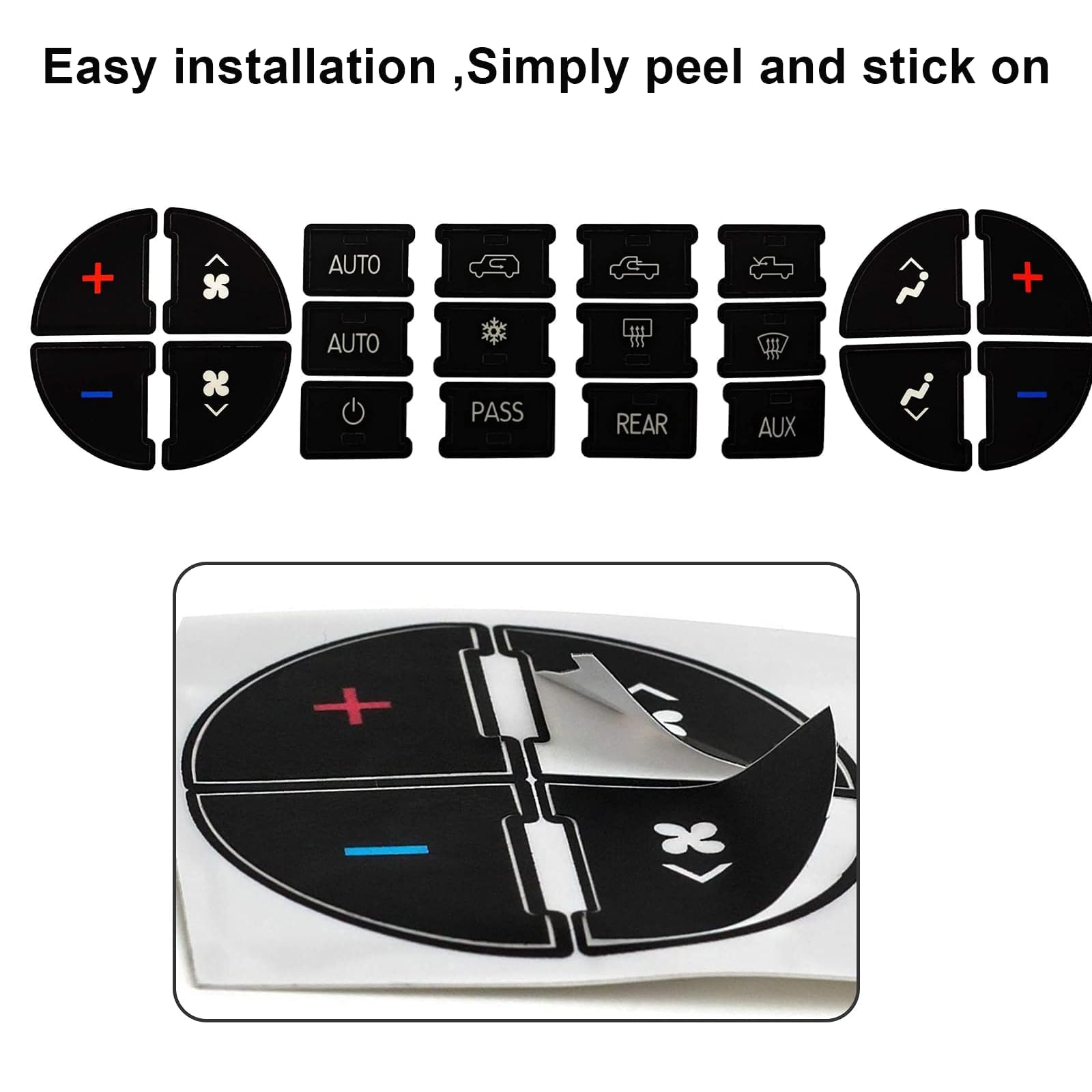 SecosAutoparts AC Panel Decals & Radio Button Repair Decal Set AC Controls AC Dash Button Sticker Repair Kit Compatible with GM