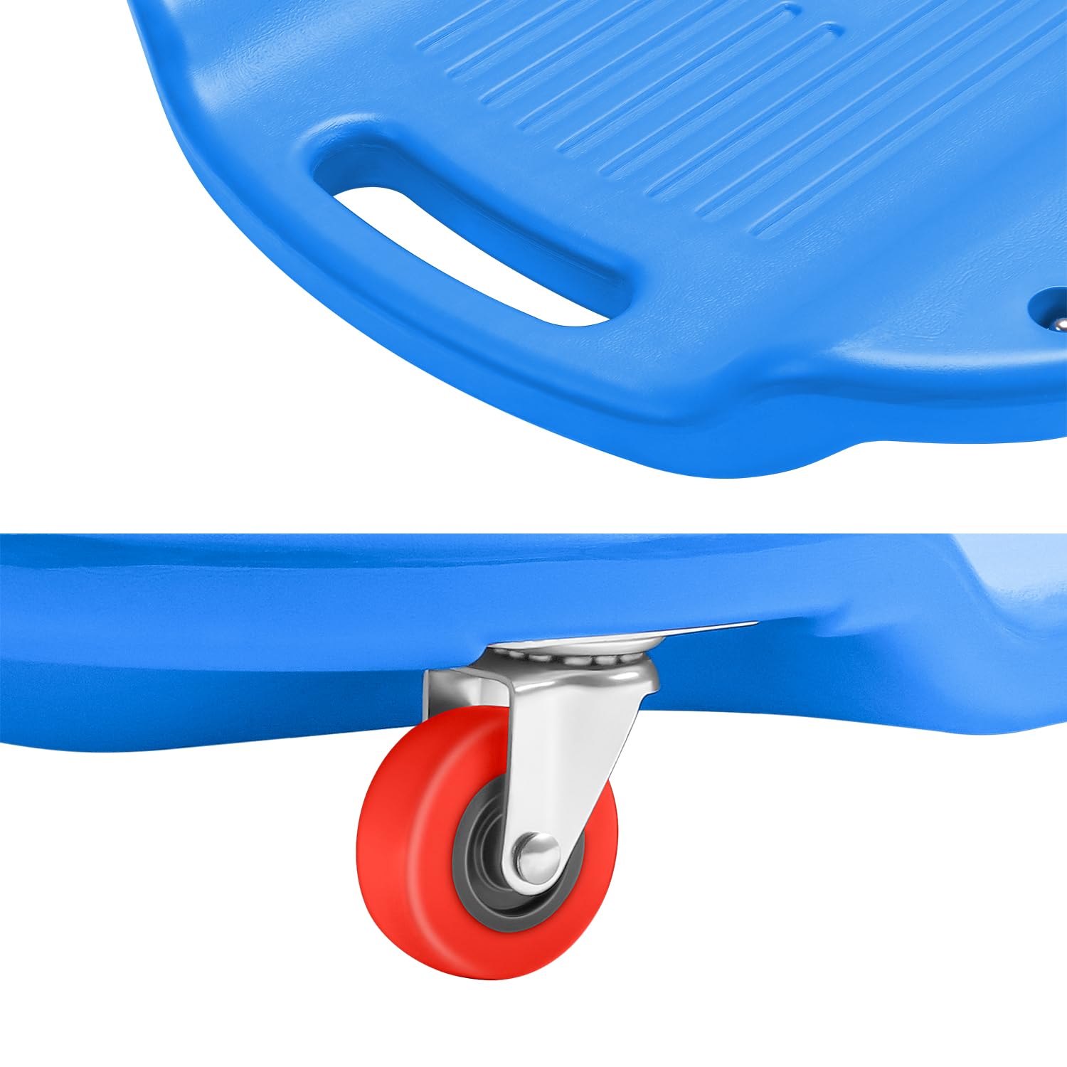 Dna Motoring 38 Inches Low Profile Plastic Rolling Garage Shop Floor Creeper With Side Pockets & 6Pcs Casters, Blue, Tools-00391