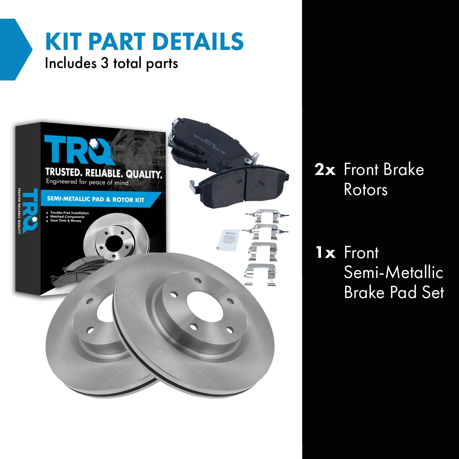 Trq Front Brake Pad & Rotor Kit Brake Pads Brake Rotor Semi-Metallic Compatible With 2007-2013 Nissan Altima