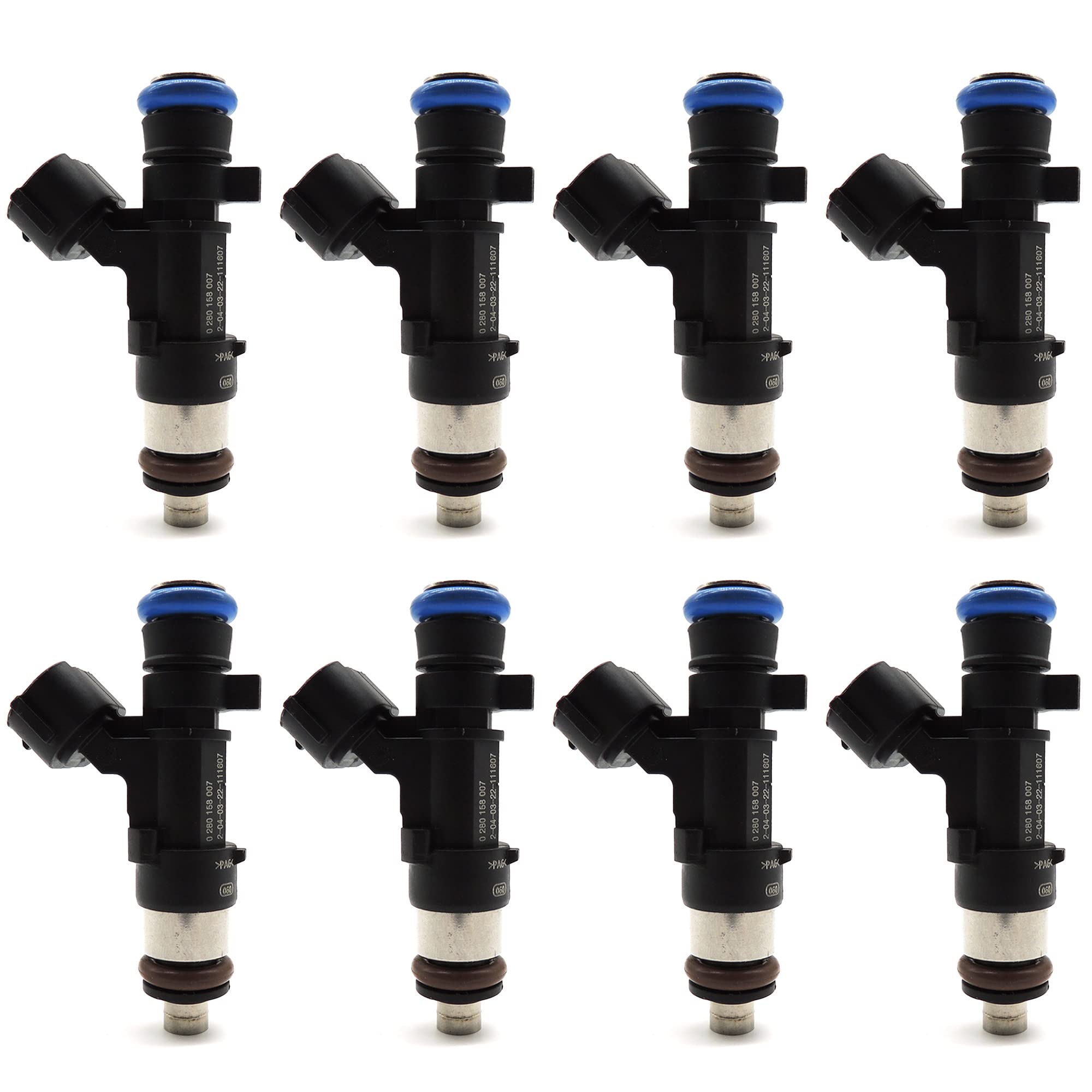 Hisport Fuel Injector 0280158007 Compatible With Nissan Infiniti 5.6L V8 2004-17 (8 Pcs/Pack)