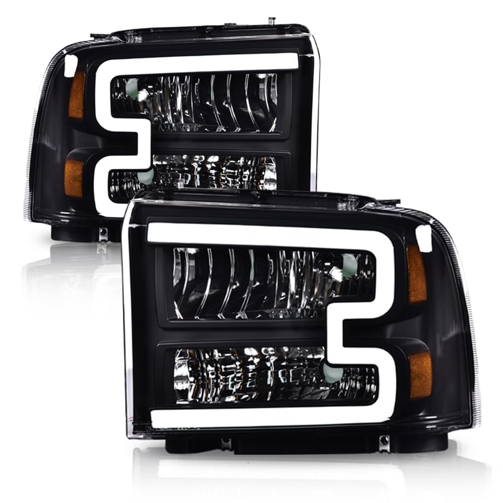 G-Plus Led Drl Headlights Assembly, Compatible With 2005 2006 2007 Ford F250 F350 F450 F550 Super Duty Headlamp Driver And Passe