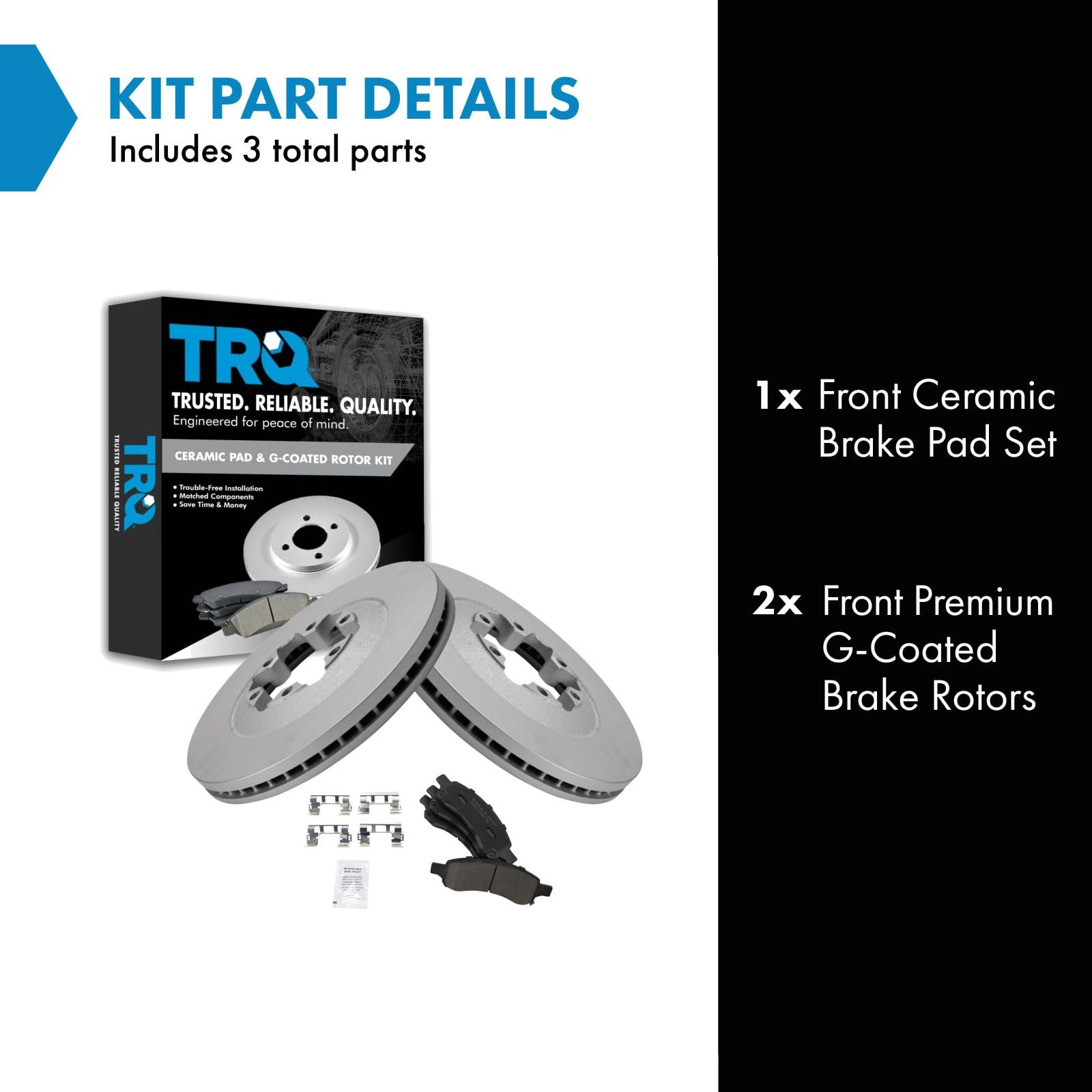 Trq Front Brake Pad & Rotor Kit Brake Pads Brake Rotor Ceramic Premium G-Coated Compatible With 2009-2012 Chevrolet Colorado Gmc