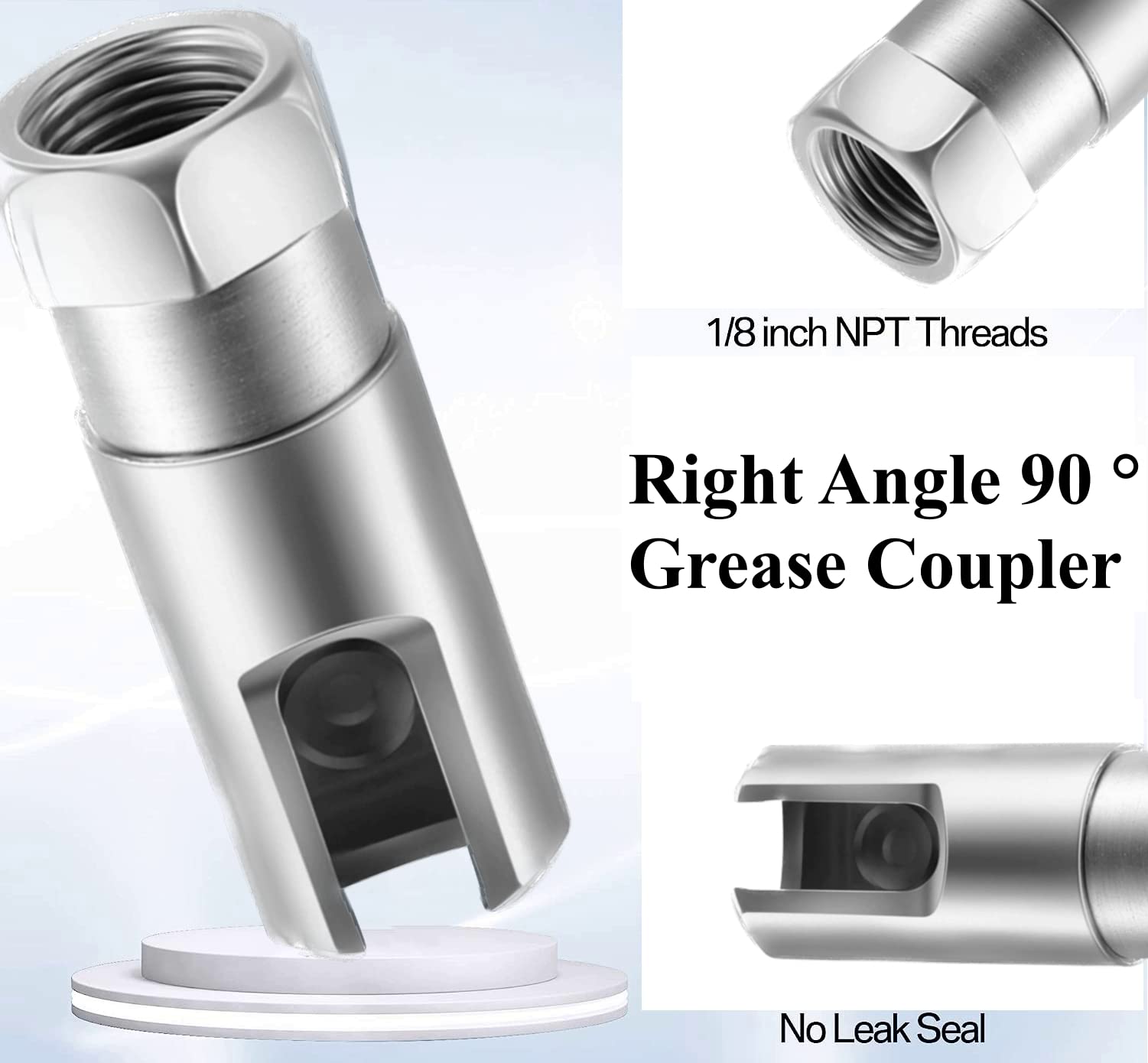 OKYOUK Worlds Smallest Grease Gun Coupler Kit, Leak-Proof, Fits All 1/8'' NPT Grease Guns - Includes 90 Adapter, Injector Needle