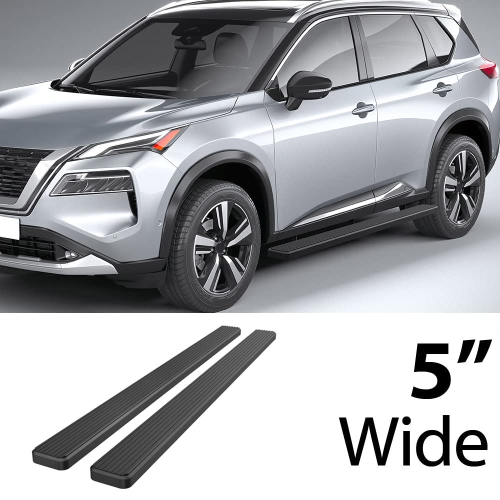 Hd Ridez Running Board 5' Black Compatible With Nissan Rogue 2021-2024 (Exclude Models With Ground Lighting System) (Nerf Bar Side Steps Side Bars)