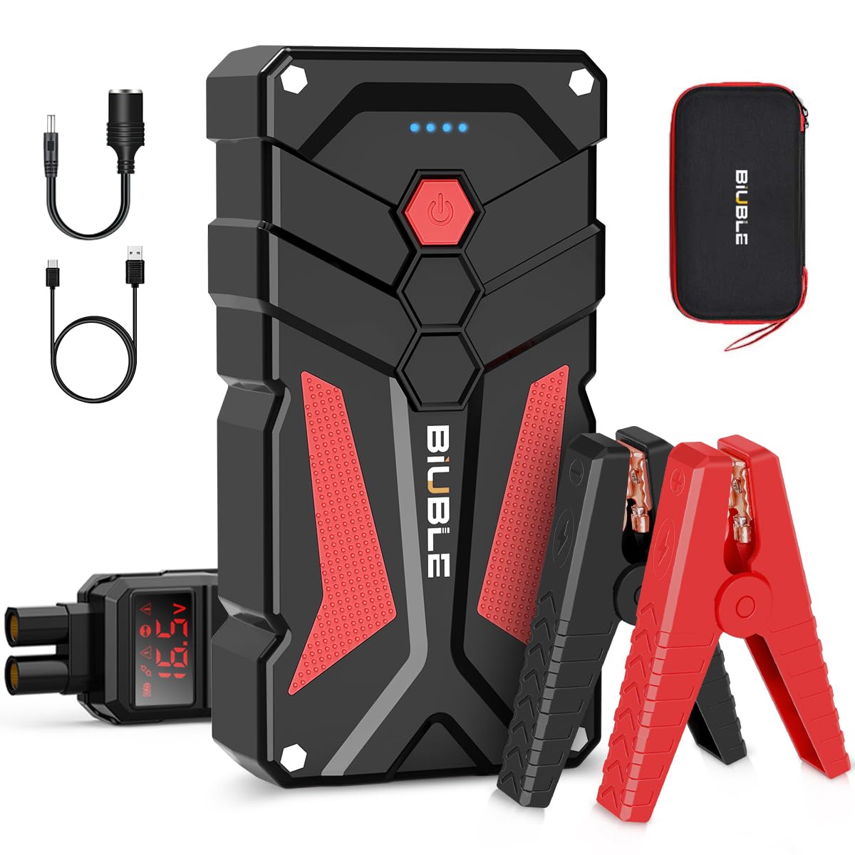 Biuble Car Battery Starter, 6000A Peak 12V Car Auto Jump Starter Power Pack With Usb Quick Charge 3.0 (Up To 10L Gas Or 8.0L Die