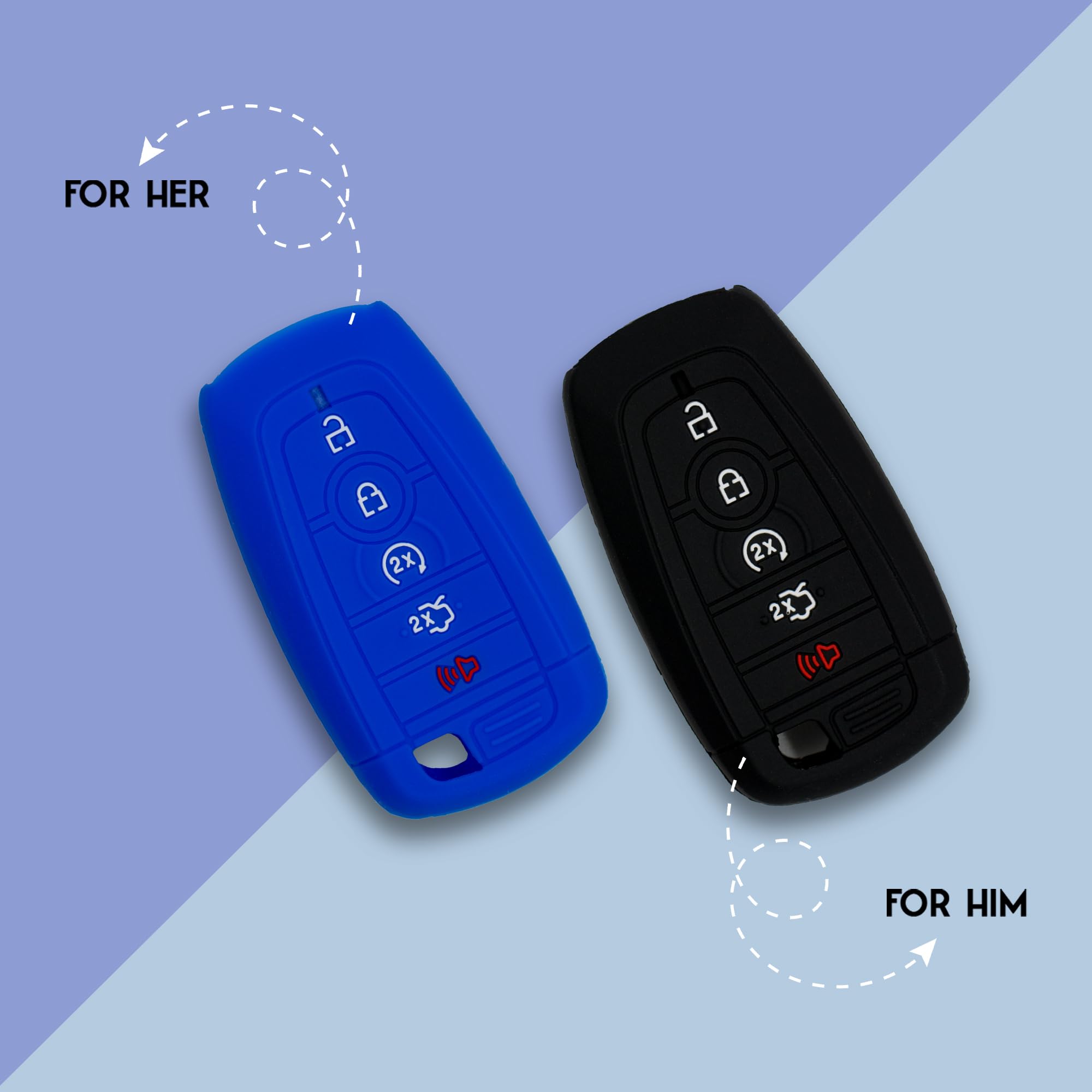 Autobase Silicone Key Fob Cover For 2025 2024 Ford Explorer Bronco Expedition Mustang F-150 Raptor Fusion F150 F250 F350 F450 F5