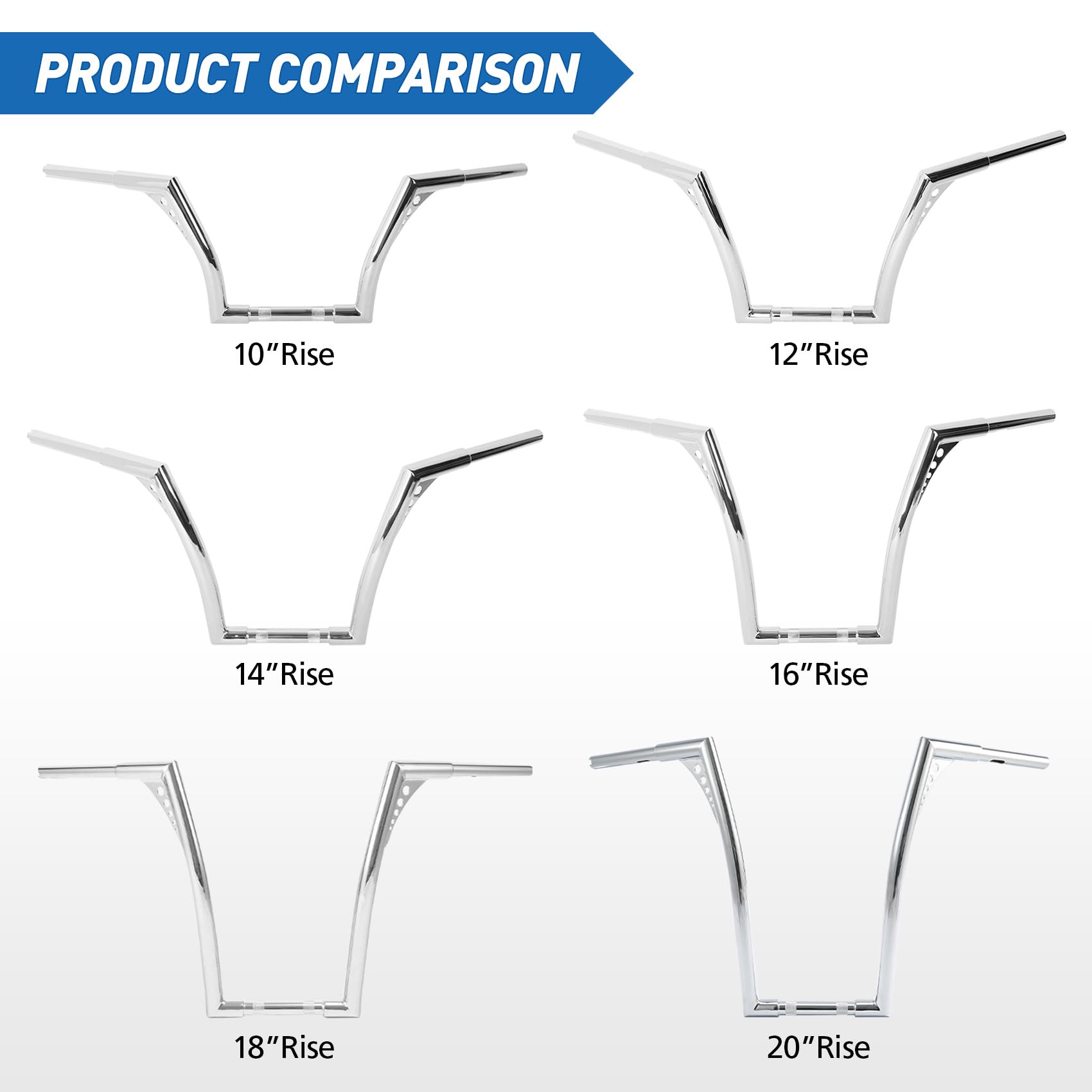 Xfmt Motorcycle Chrome 12'' Rise Ape Hangers Bar 1-1/4'' Batwing Handlebar For Harley Sportster Xl Softail Dyna Road King