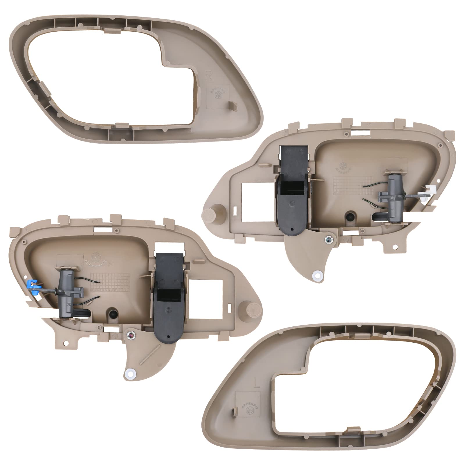 Apperfit Interior Door Handle W/Bezel Kit (Tan) Compatible With 1995-2002 Chevy Chevrolet Gmc Truck C1500 C2500 C3500 K1500 K250