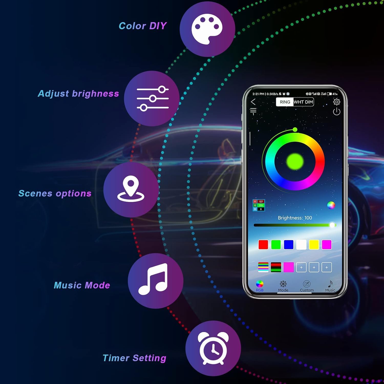 20 Pods Rgb Led Rock Lights For Semi Trucks Offroad Pickup Trailer Sedan Boat, 12V Waterproof Dual Zone App/Rf Control Music Mod