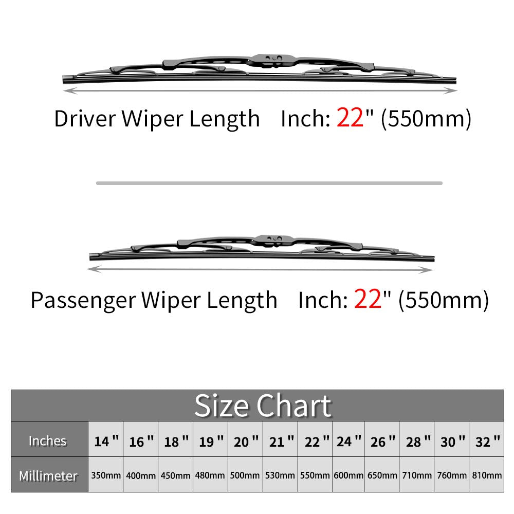 Replacement for Chevrolet Silverado 1500 2500 3500 Windshield Wiper Blades - 22''+22'' Front Window Wiper - fit 1999-2006 Vehicl
