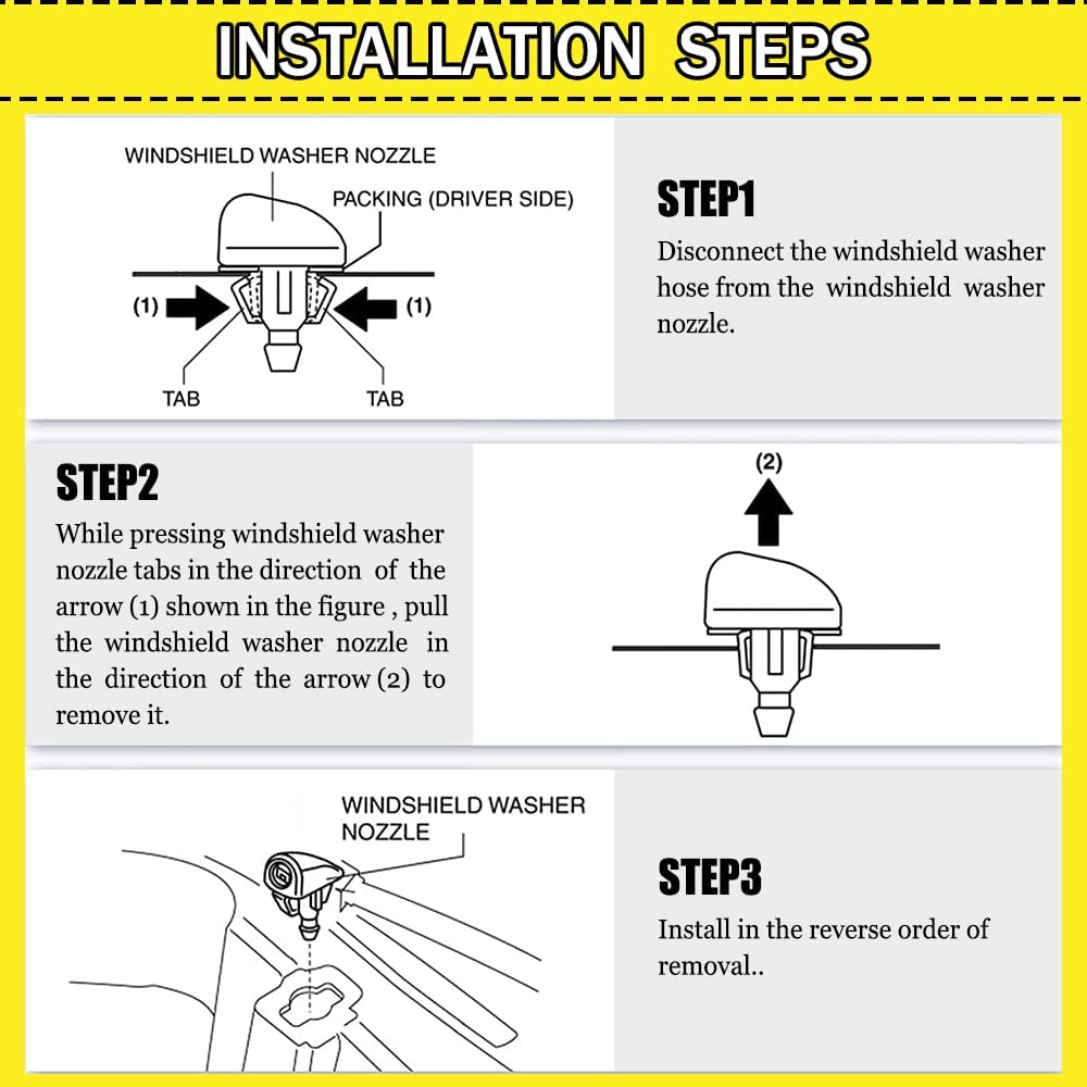 2 Pcs Front Windshield Washer Nozzles, Washer Spray Jet Kit Fit For Chrysler, Dodge, Replaces Oem #: 4805742Ab / 5113049Aa / 55077460Aa / 5303833Aa / 5116079Aa