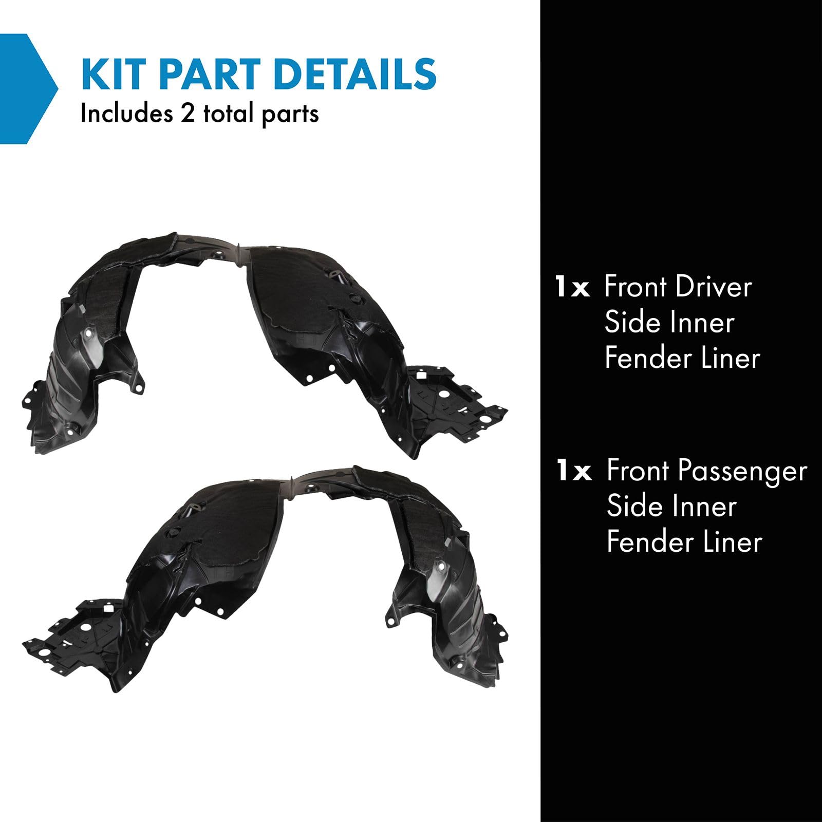 Trq Front Inner Fender Liner Set Compatible With 2021-2023 Nissan Rogue Ni1248182 Ni1249182