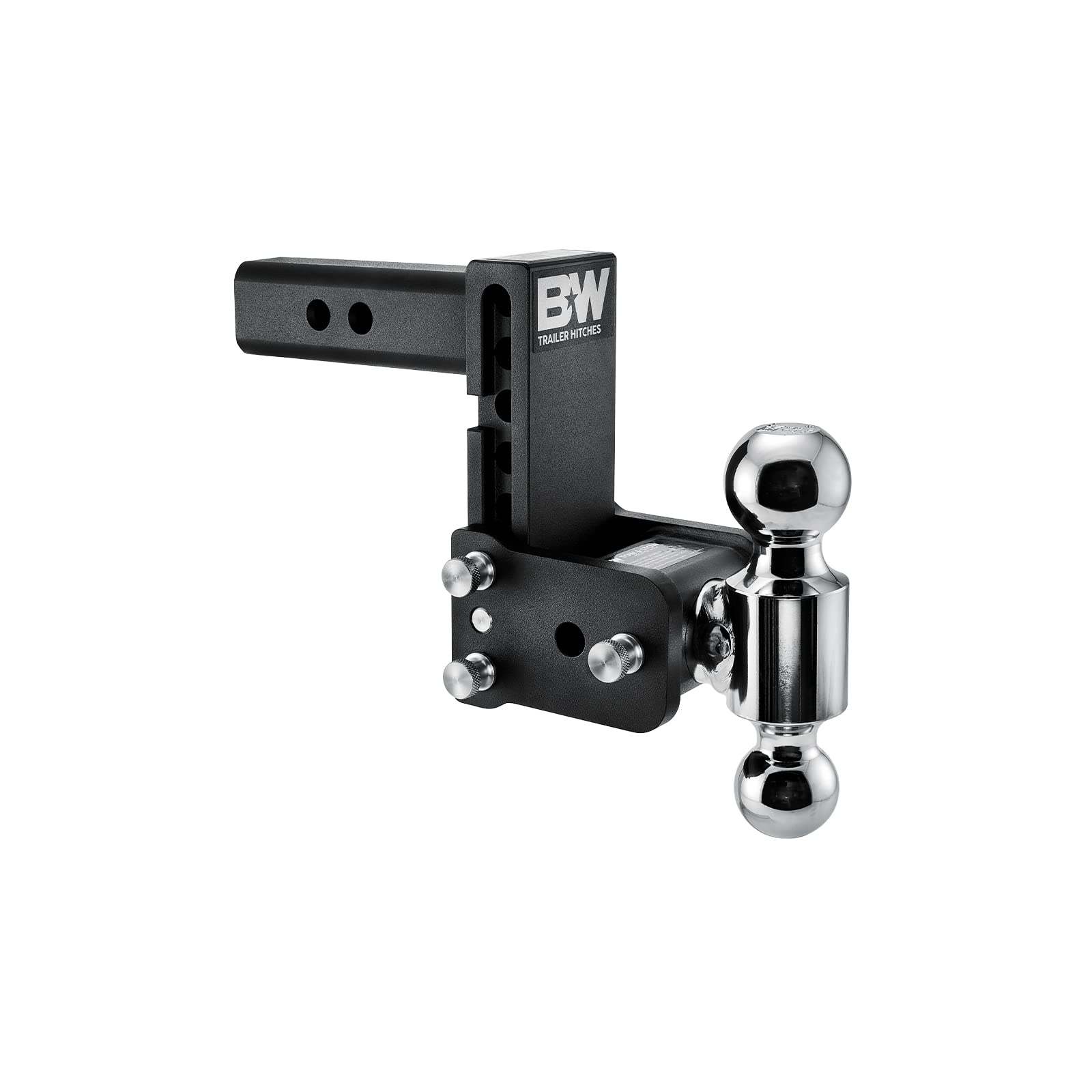 B&W Trailer Hitches Tow & Stow Adjustable Trailer Hitch Ball Mount - Fits 2 Receiver, Dual Ball (2 x 2-5/16), 5 Drop, 10,000 GTW