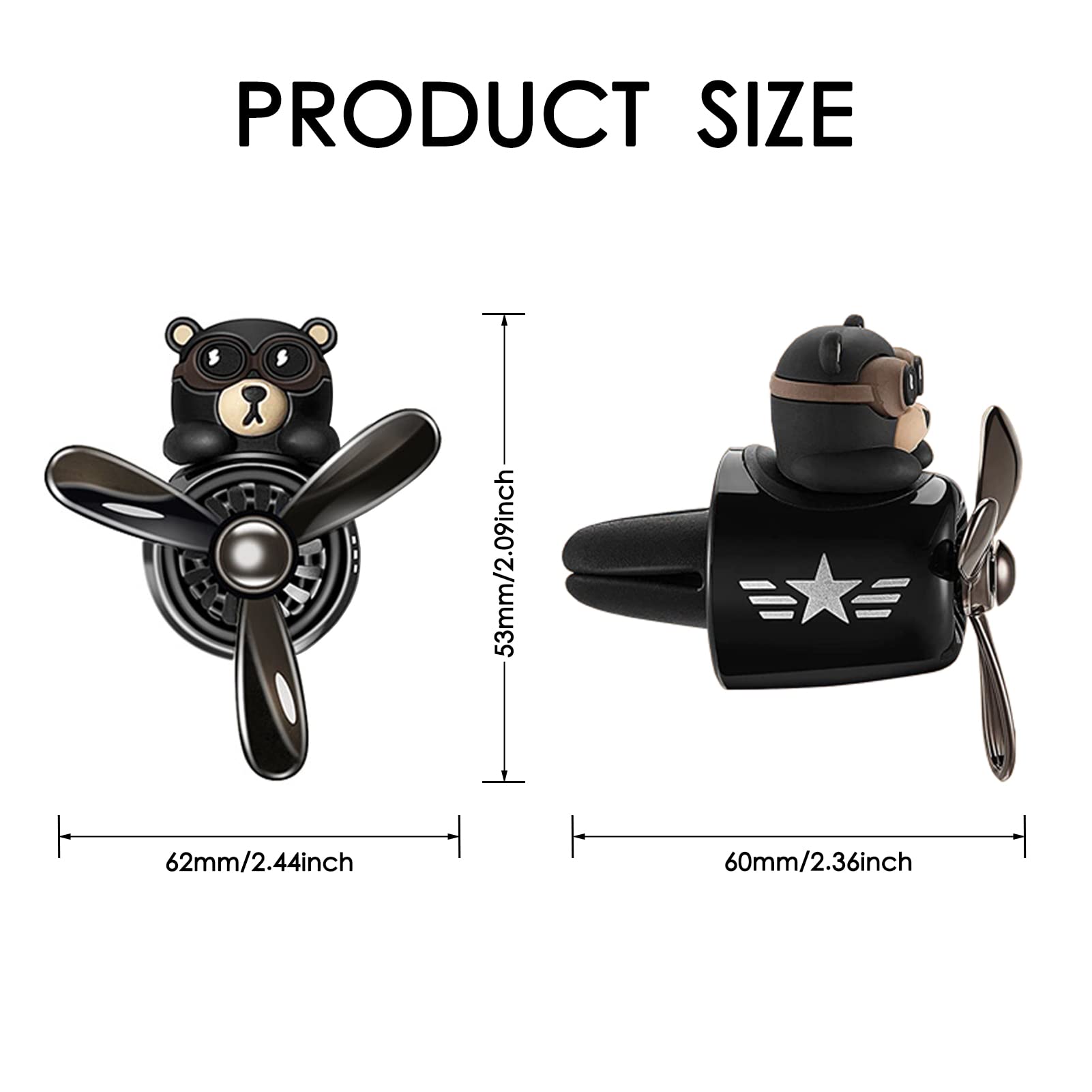 Car Air Fresheners Pilot Bear Cute Car Diffuser Rotating Propeller Cartoon Automotive Air Outlet Car Perfume Decoration (Pilot B