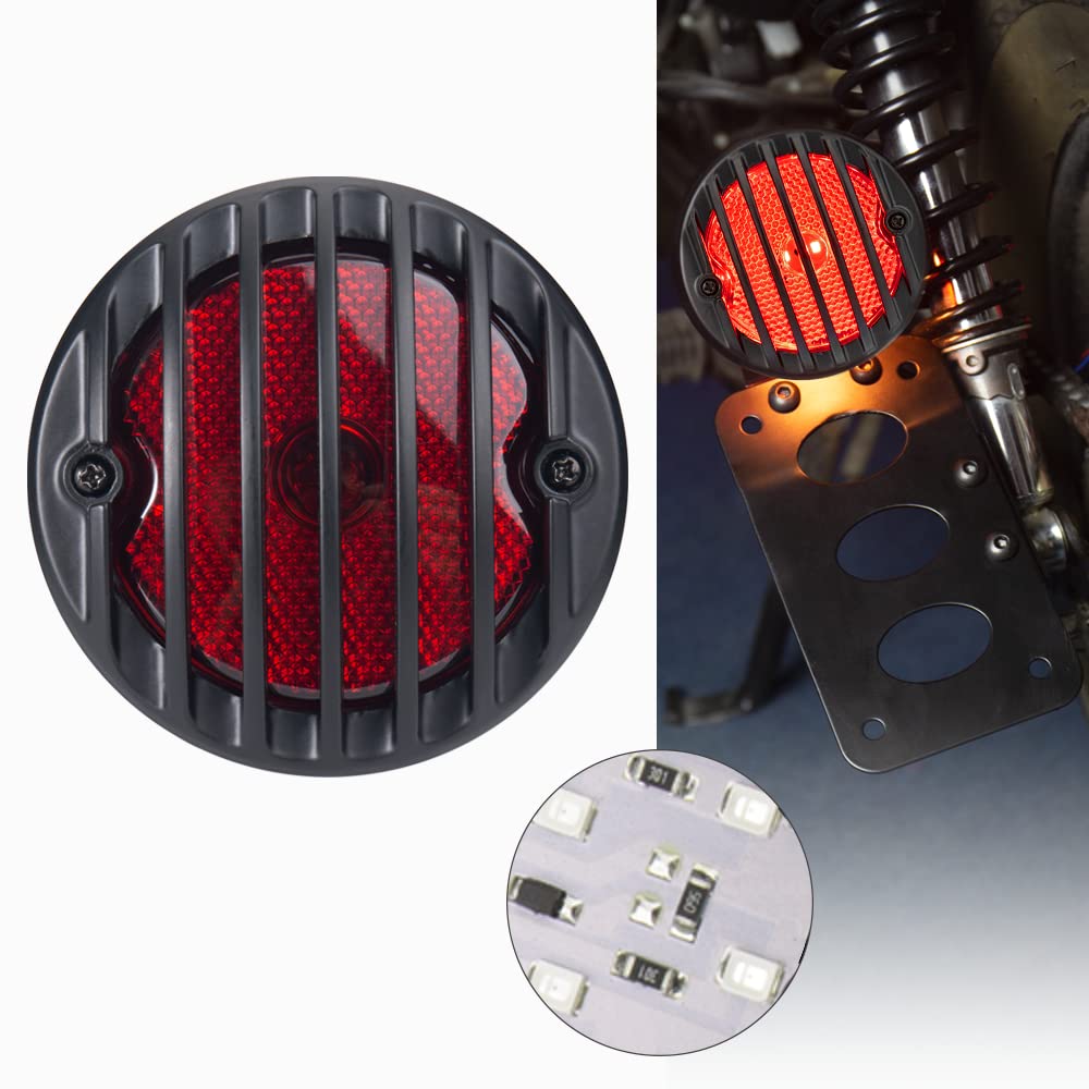 Motorcycle Tail Lights Chopper Side Mount Taillight LED Brake License Plate Light Compatible for Harley Bobber Cafe Racer Cruise
