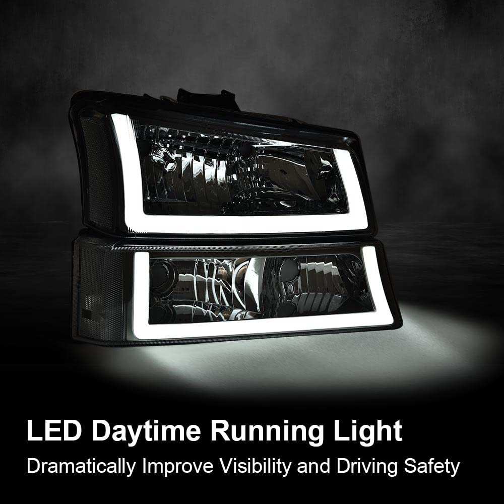 Pit66 Led Headlight, Compatible With 2003-2006 Chevy Silverado 1500 2500 3500 Hd Model/Fit 03-06 Avalanche 2500(Fit No Cladding