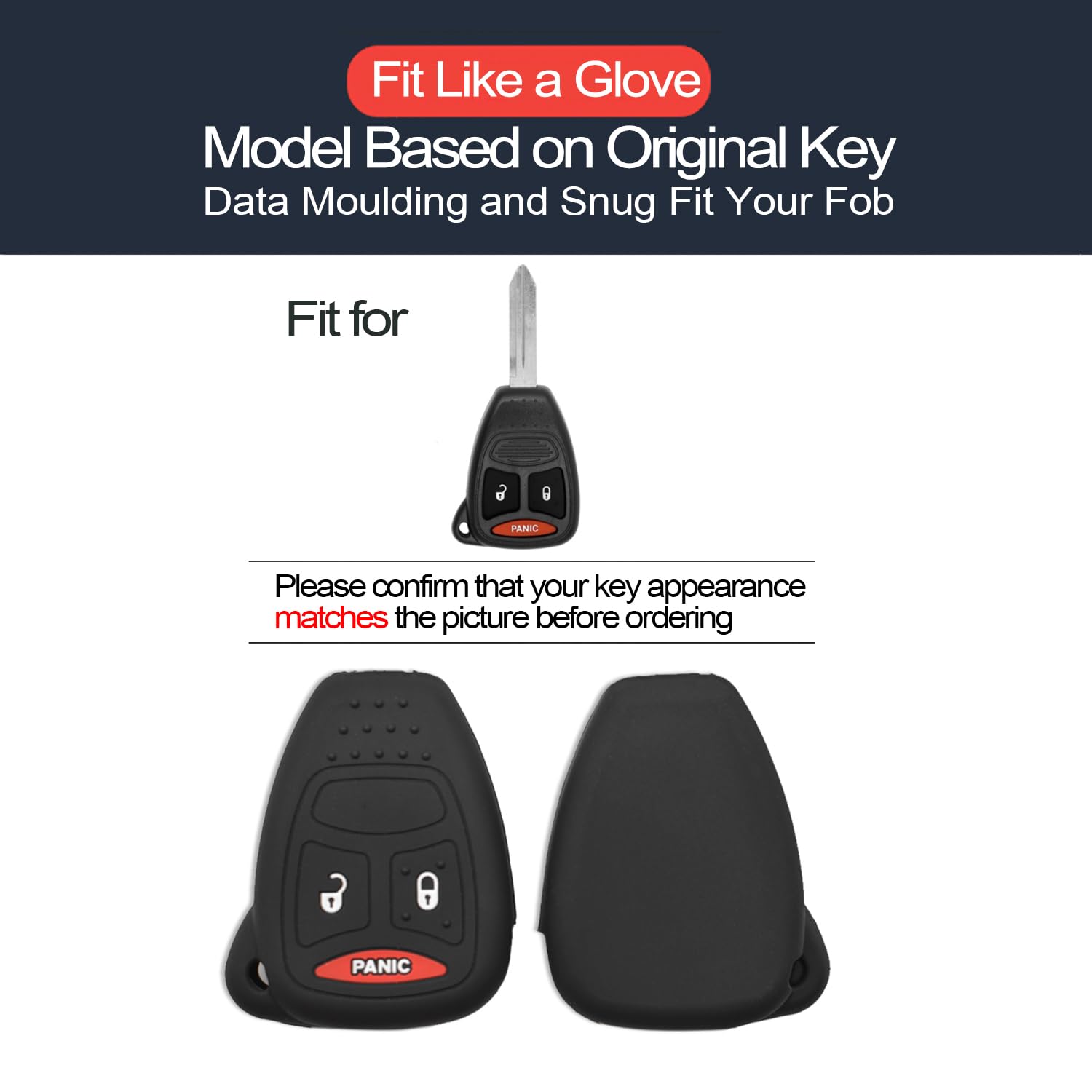 Infipar 2Pcs Compatible With Dodge Caliber Charger Dakota Durango Magnum Ram 1500 2500 3500 Key Fob Cover Case Key Chain Protect