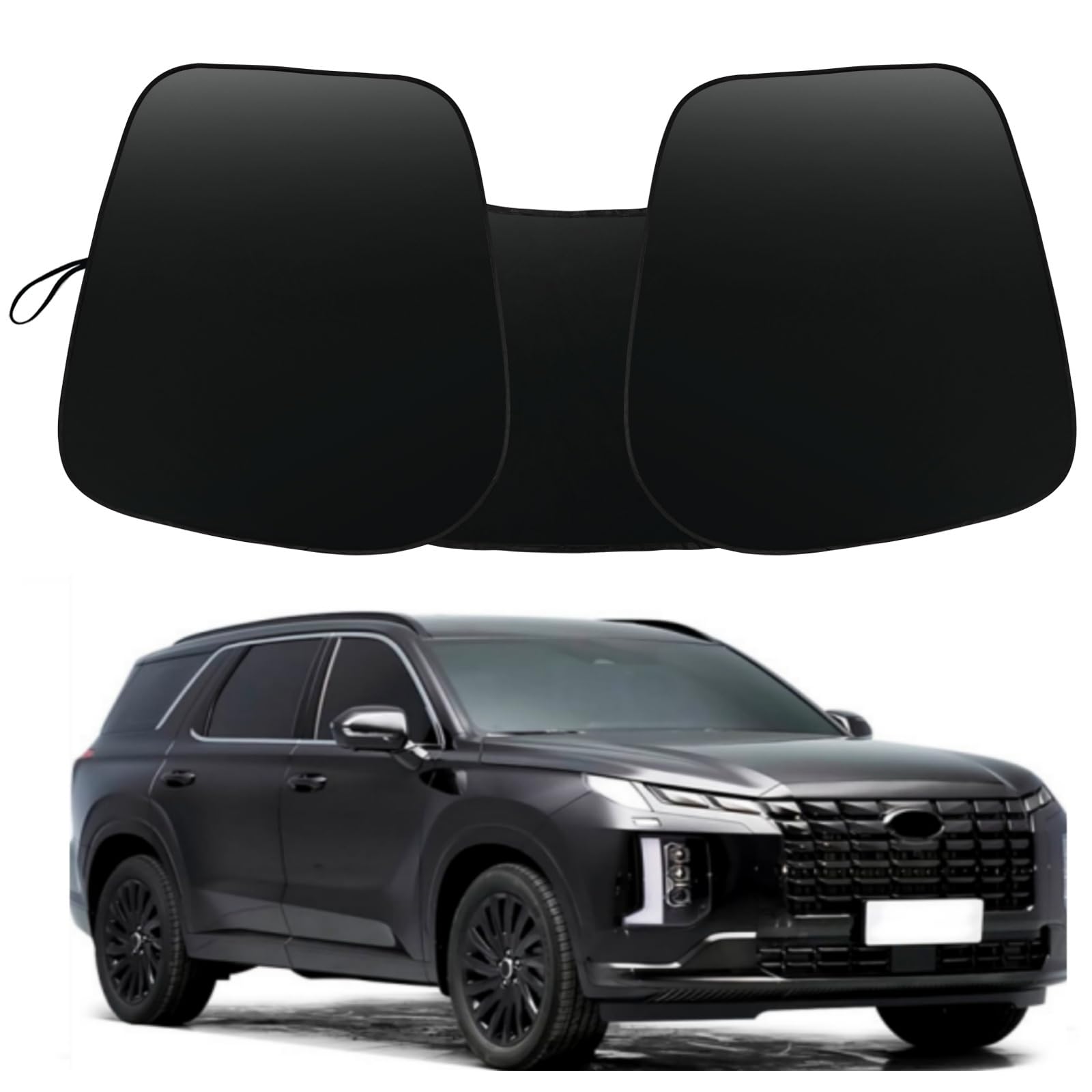Sun Shade for Car Windshield Fit Hyundai Palisade 2020-2025 Window Shades 240T Polyester Windshield Sunshade Foldable Blocks UV 