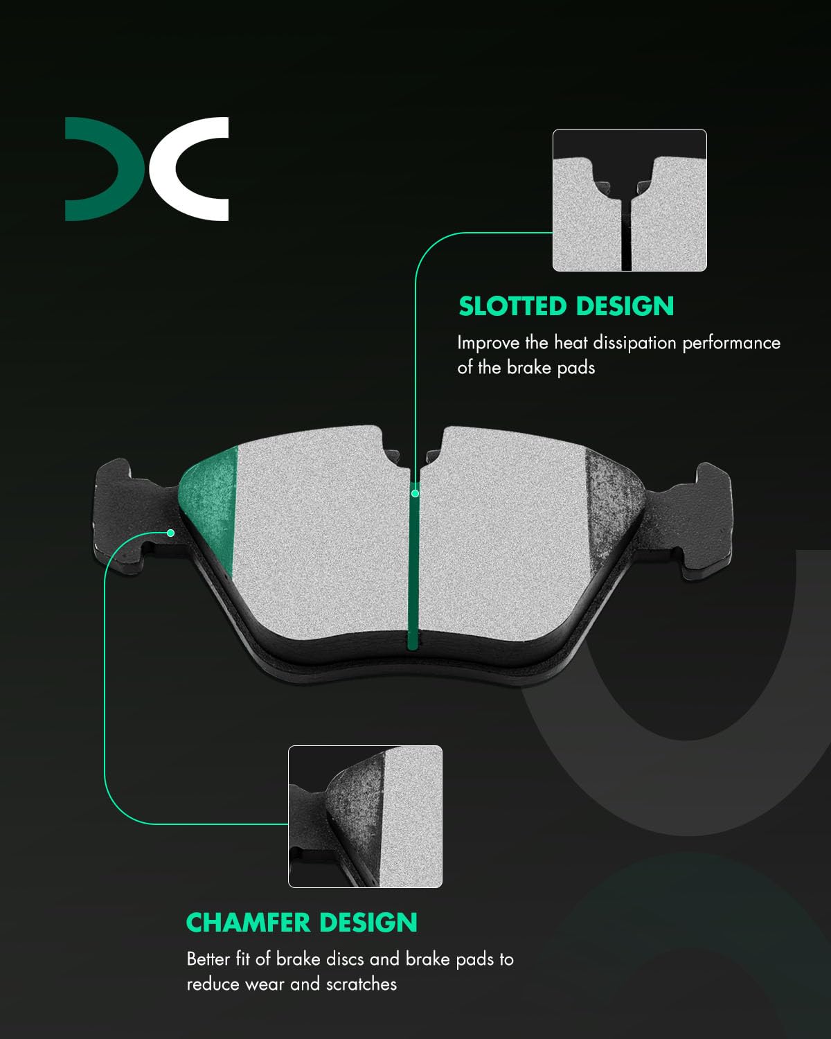 SCITOO Ceramic Brake Pads, 8pcs Front Rear Brake Pads Brakes Kits fit for 01-06 for 330Ci,01-05 for 330i,01-05 for 330xi,05-06 f