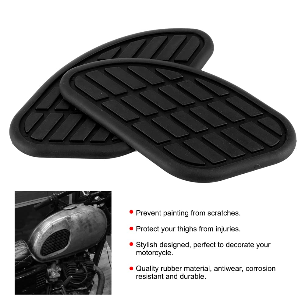Motorcycle Fuel Tank Knee Pad, Pair Of Rubber Motorcycle Fuel Traction Pad Protector Vintage Universal Knee Grip Decals Gas Fuel Knee Grip Protector For Motorcycle Decoration (Black)