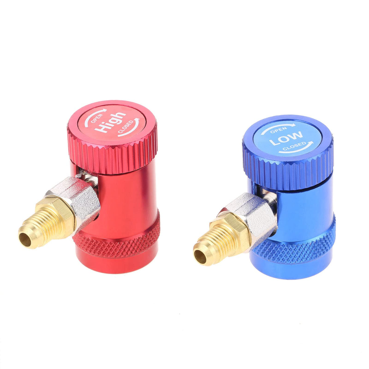 Aupoko R1234Yf Quick Couplers, High/Low Side R1234Yf Manual Couplers Connector Adapters With 1/4'' Male Port, Replacement For A/