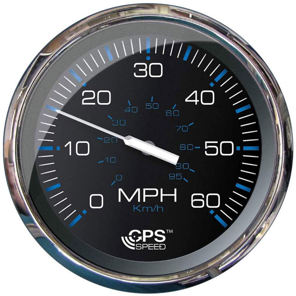 Faria Beede Instruments Beede 33761 Chesapeake Stainless Steel Speedometer (60 MPH) Studded - 5, Black