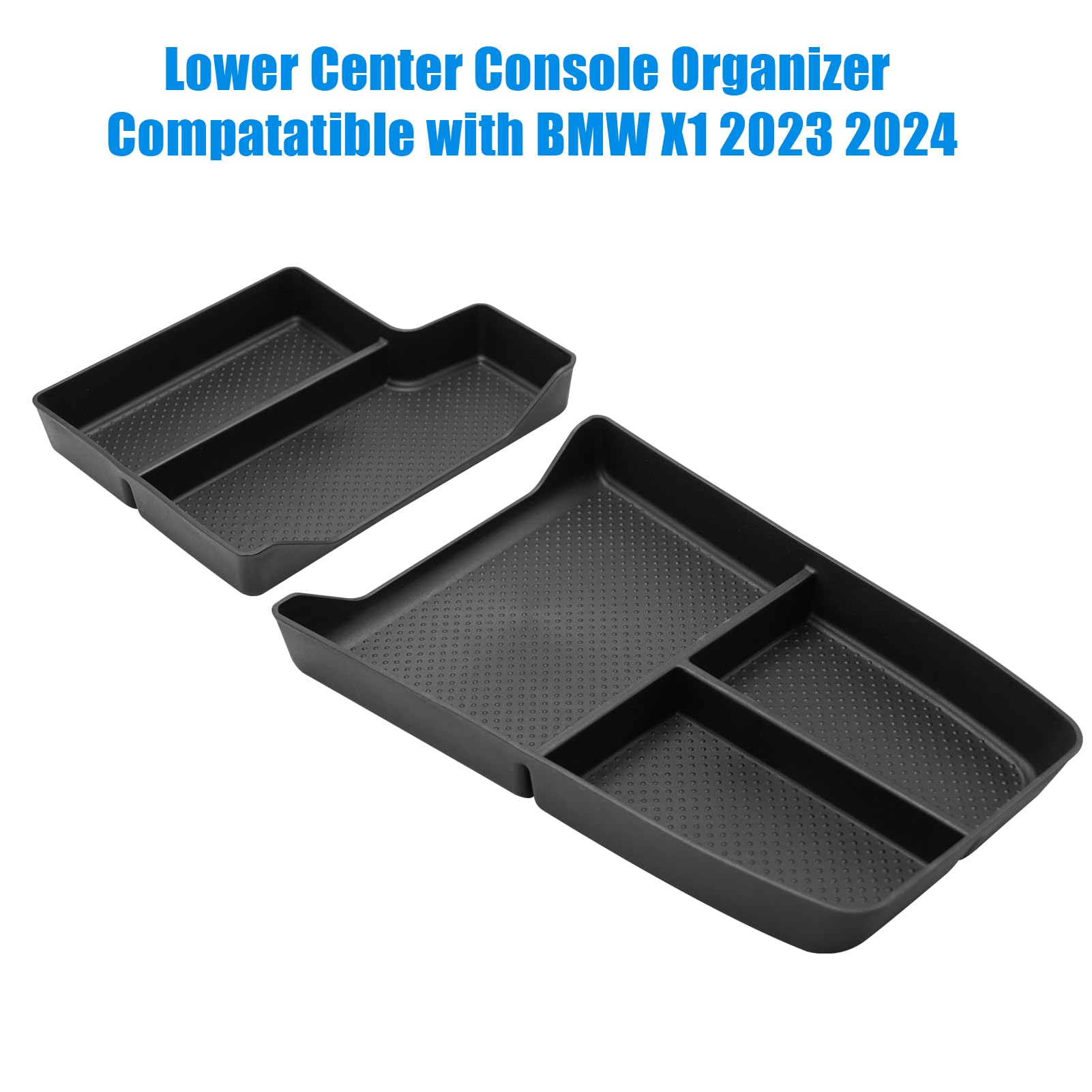 Jaronx Compatible With Bmw X1 Center Console Organizer Tray 2023 2024 2025 U11, 2Pcs Lower Console Organizer Tray, Tpe Storage B
