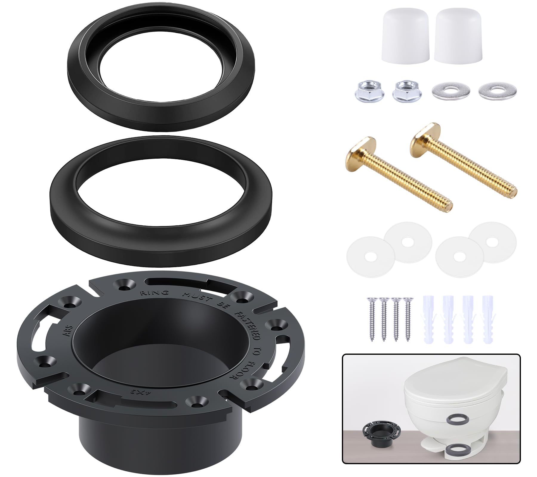 Boeemi Rv Toilet Flange Socketed 385345892 And Rv Toilet Seal Kit Compatible With Aqua Magic Style Plus, Style Ii And Residence,